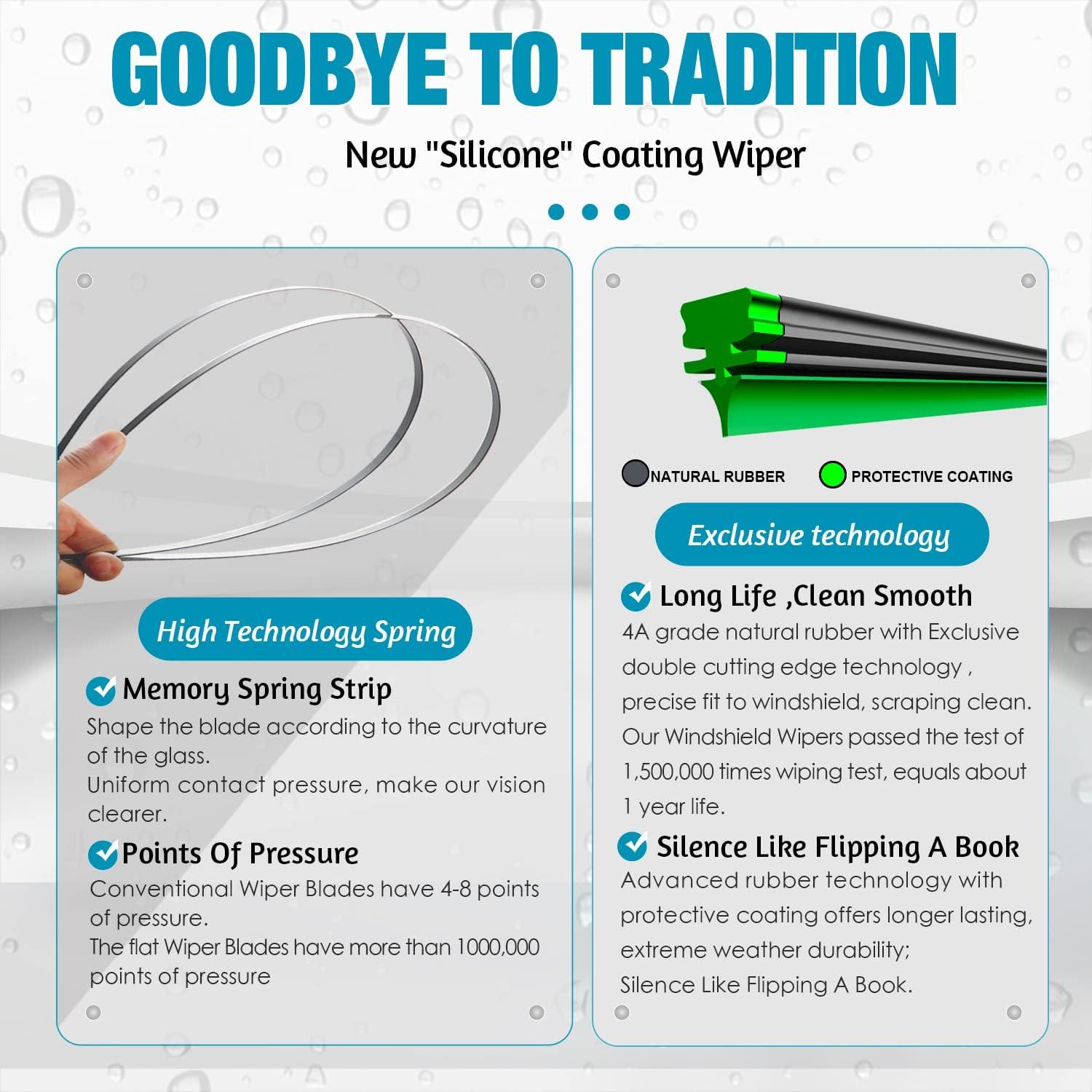 Juego de Limpiaparabrisas VTOGOI 26+16+11 cm para Kia y Hyundai