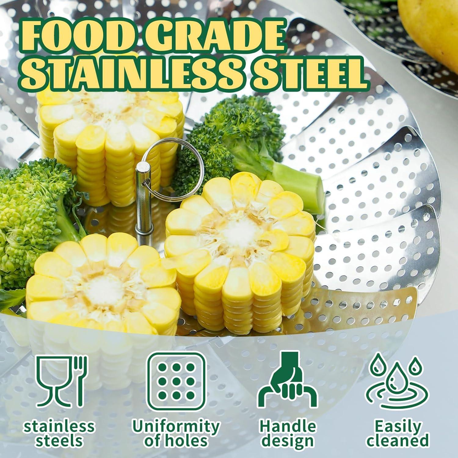 Cesta Vaporera Plegable Acero Inoxidable SHIKORI 14-22.86 cm