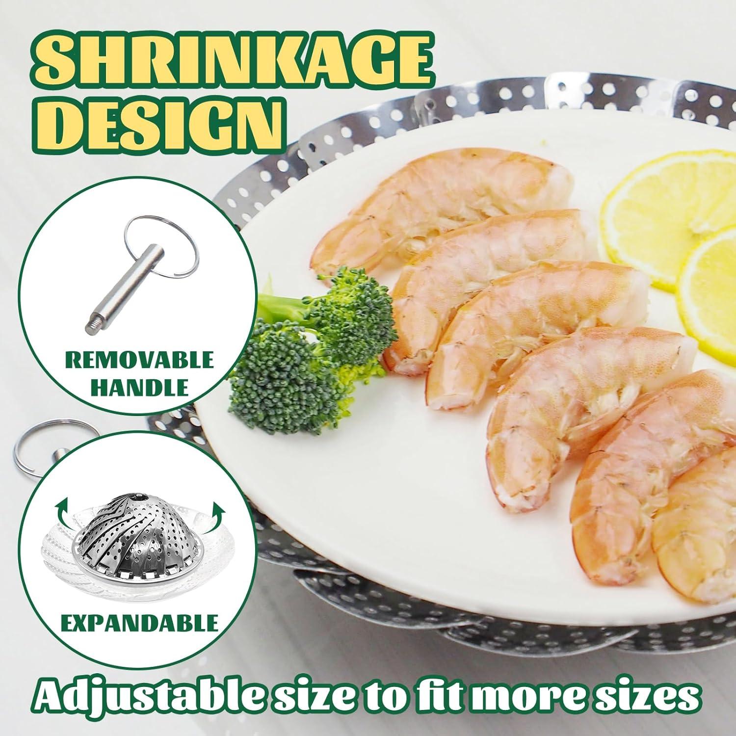 Cesta Vaporera Plegable Acero Inoxidable SHIKORI 14-22.86 cm