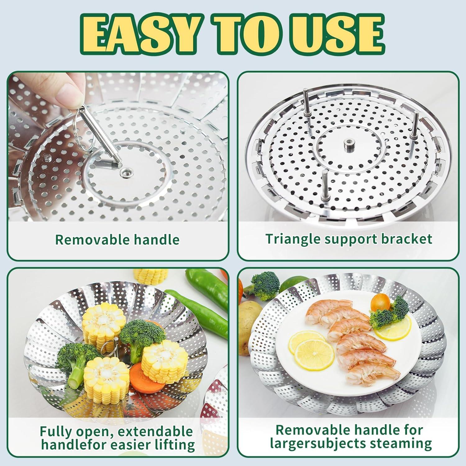 Cesta Vaporera Plegable Acero Inoxidable SHIKORI 14-22.86 cm