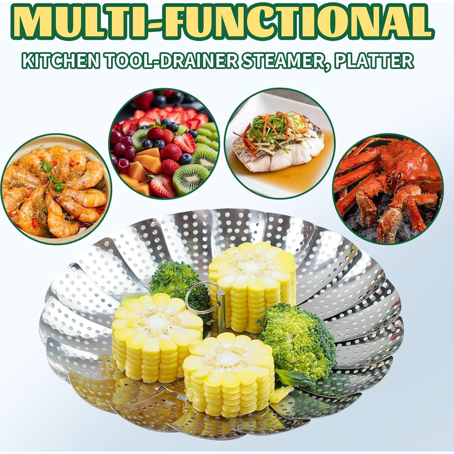 Cesta Vaporera Plegable Acero Inoxidable SHIKORI 14-22.86 cm