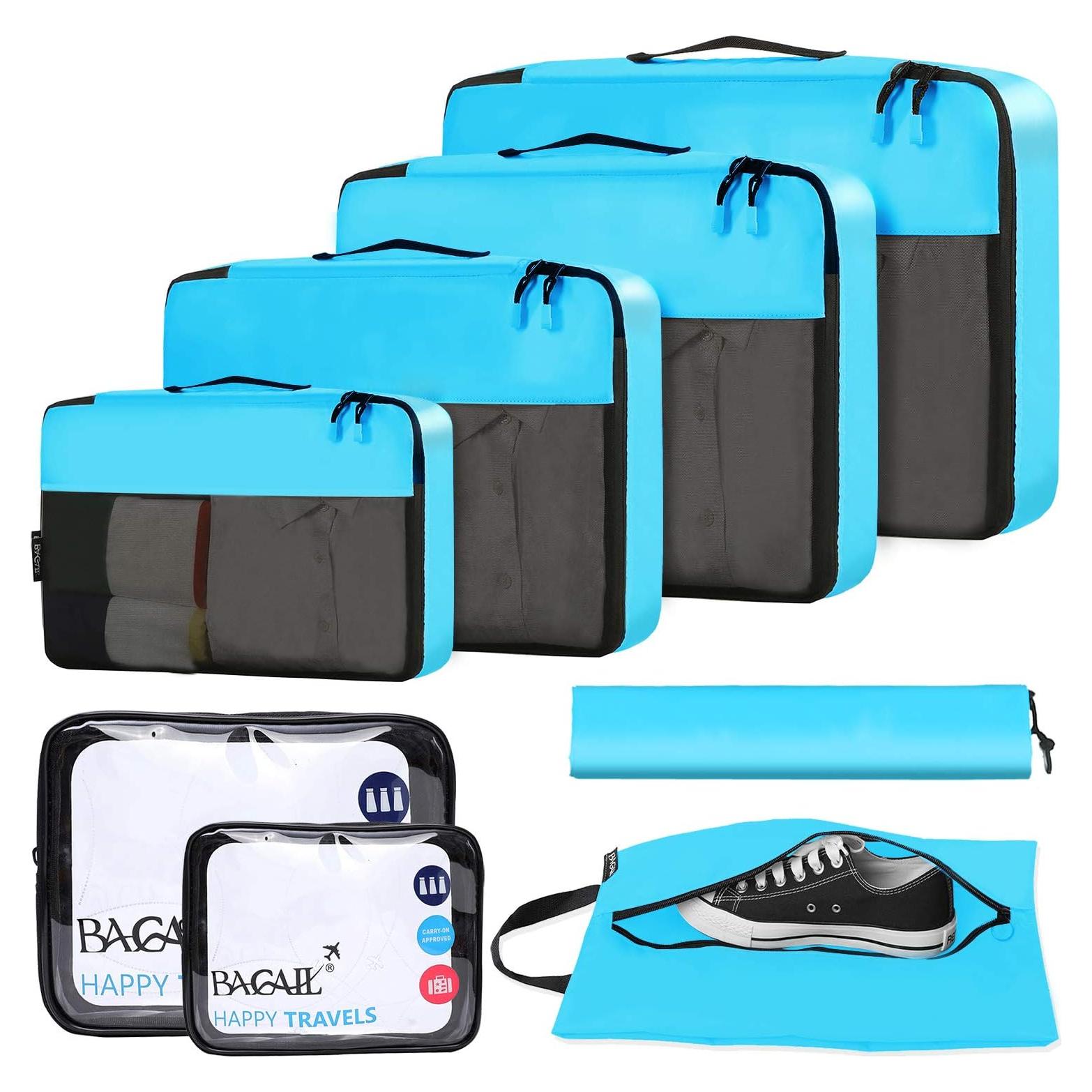 Cubos de Empaque Organizador BAGAIL 8 Set Azul para Viajes