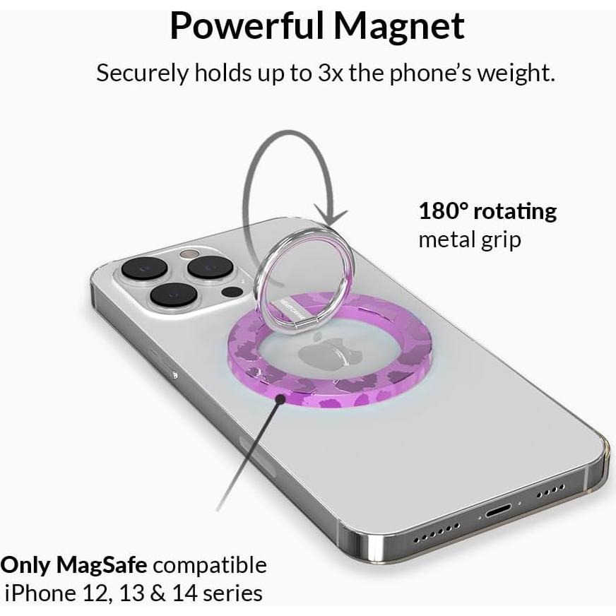 Soporte Magnético Ajustable Velvet Caviar para iPhone MagSafe - Leopardo Púrpura Amatista