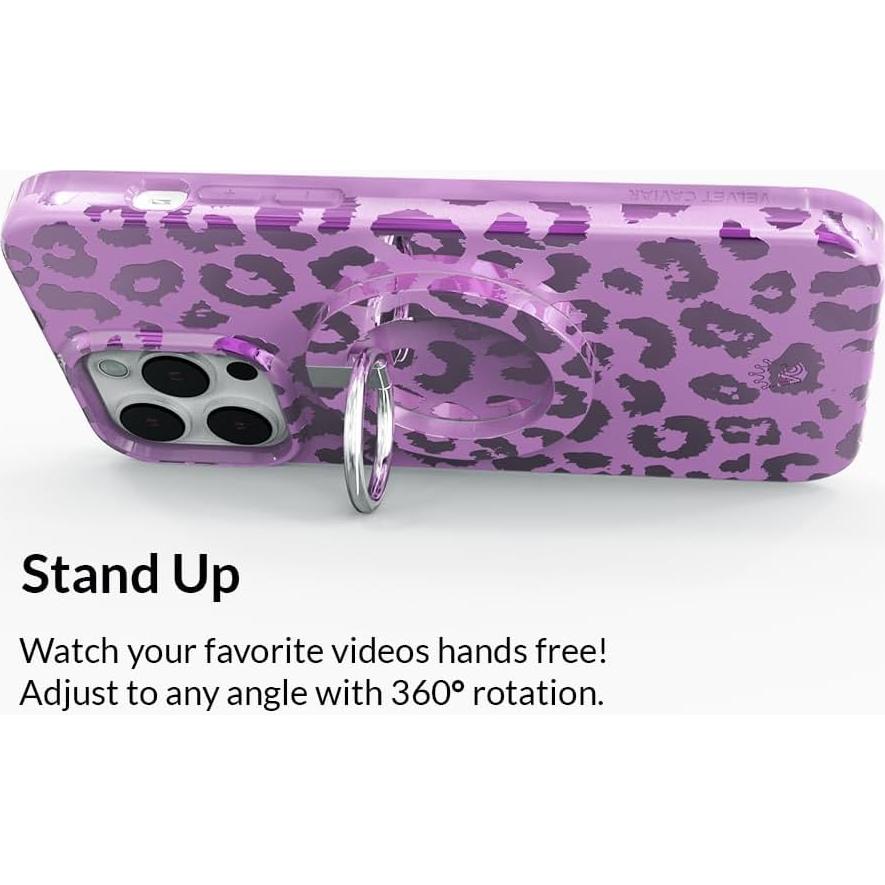 Soporte Magnético Ajustable Velvet Caviar para iPhone MagSafe - Leopardo Púrpura Amatista