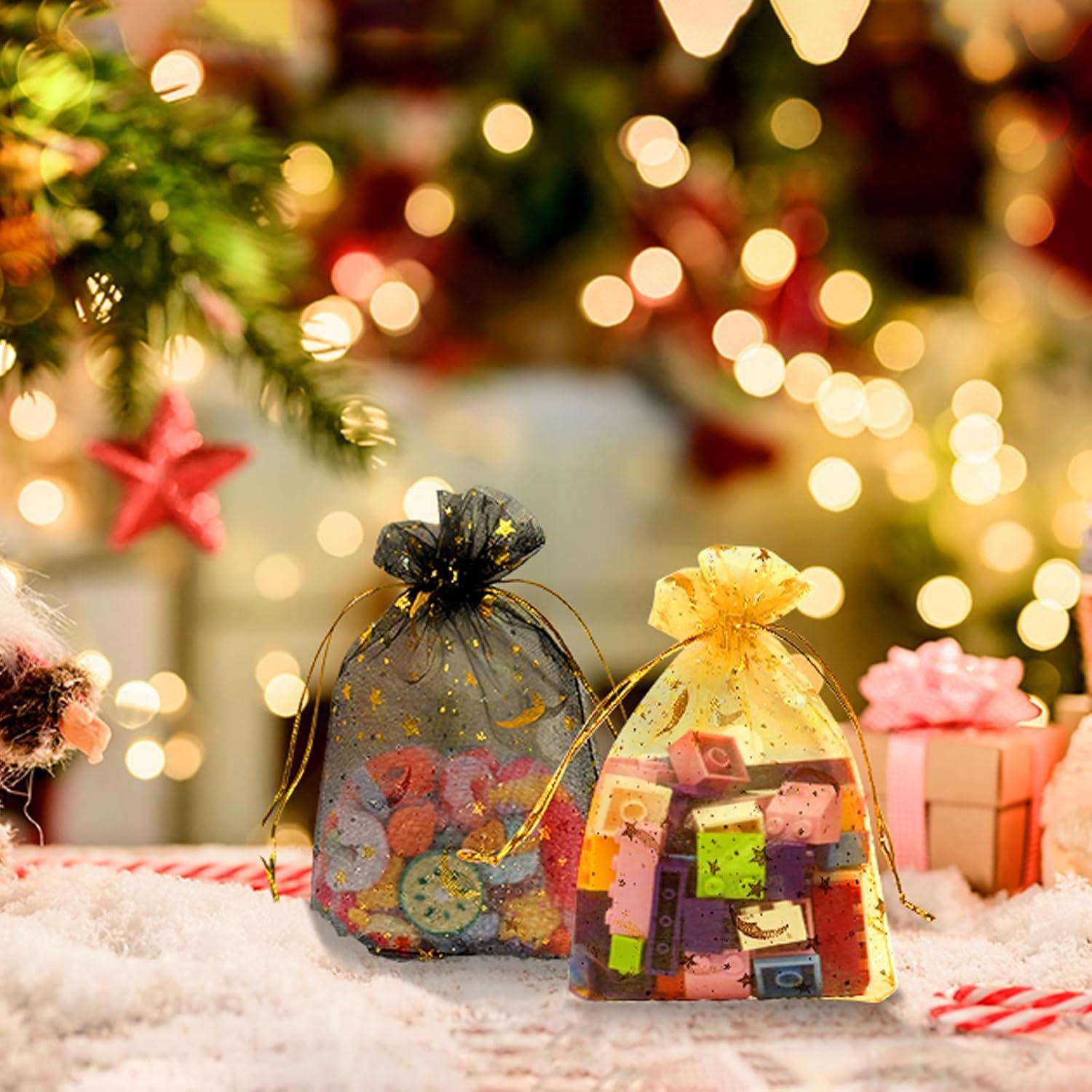 100PCS Organza Bags, 4x6 inches Mesh Bag Drawstring, Jewelry Gift Bag, Candy Bags for Baby Shower Birthday Party Favors Bags (Baby Blue)