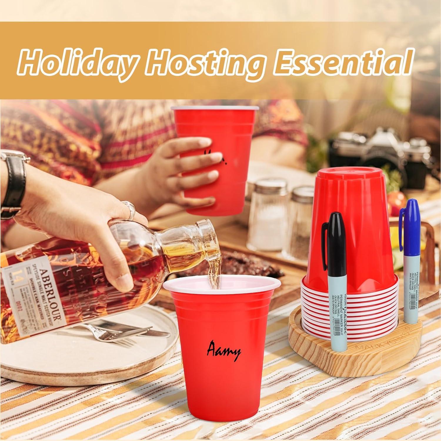 Soporte para Vasos de Fiesta Mlatnod con Marcador - 14x12 cm