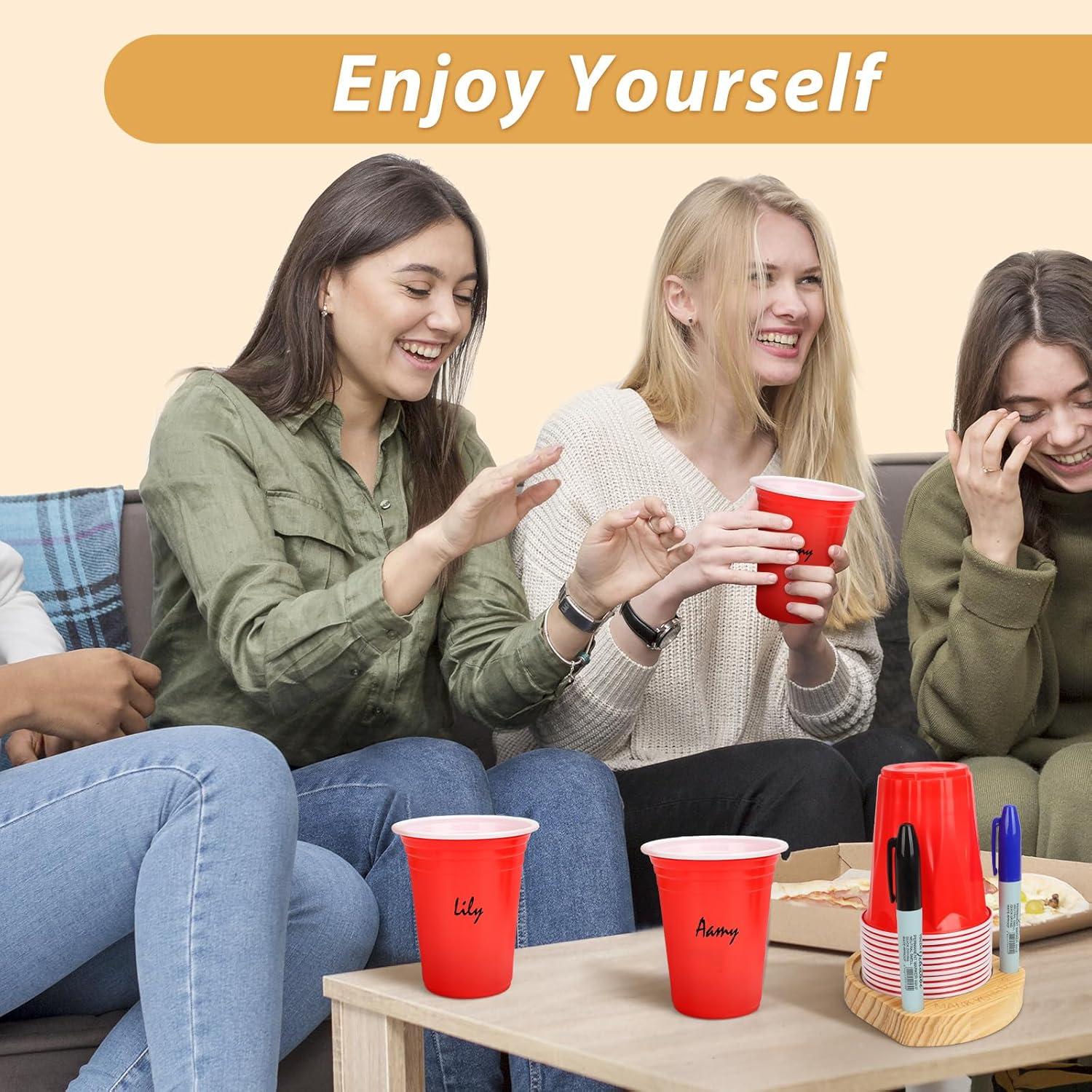 Soporte para Vasos de Fiesta Mlatnod con Marcador - 14x12 cm