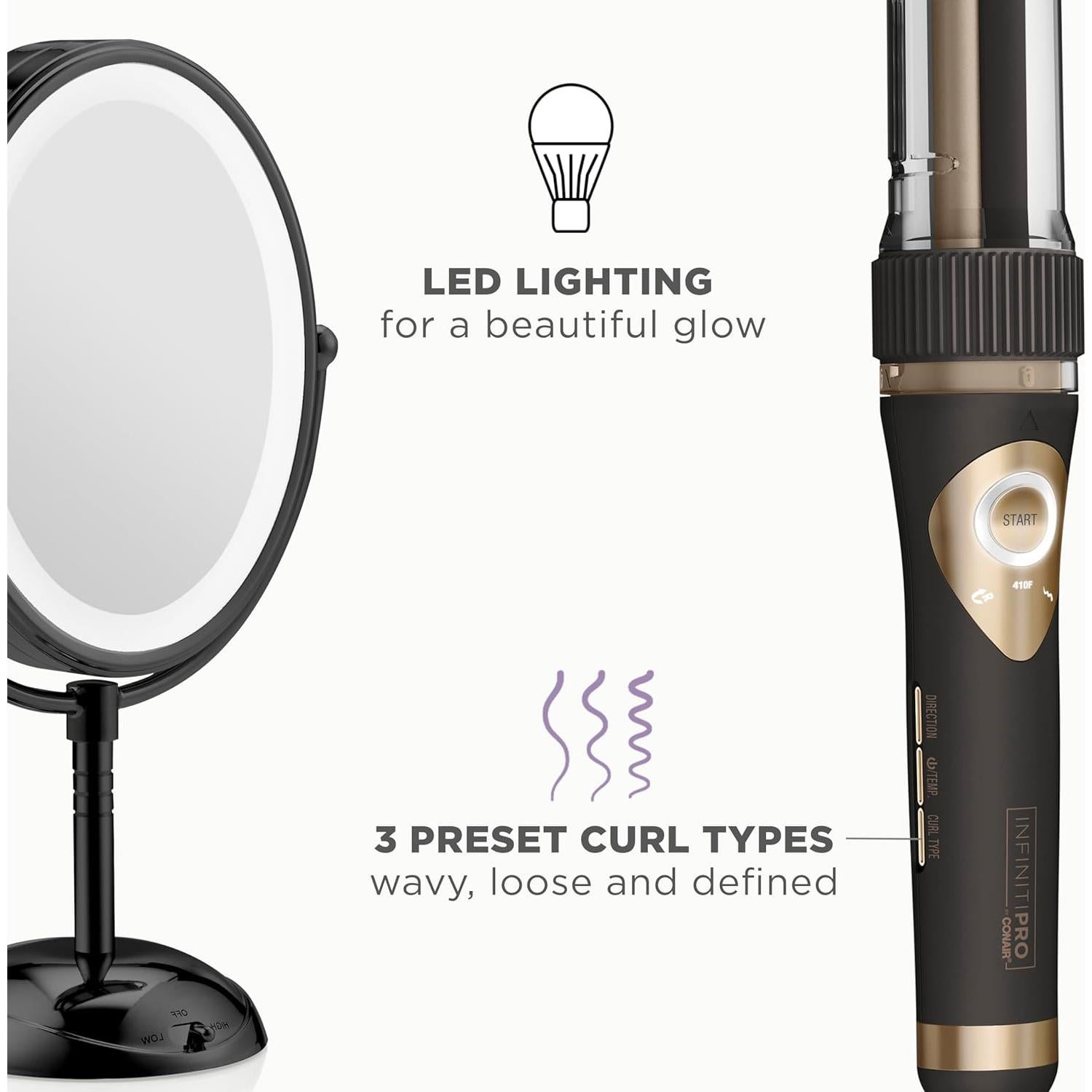 Rizador Automático Curl Secret Conair 3/4" y Espejo Iluminado