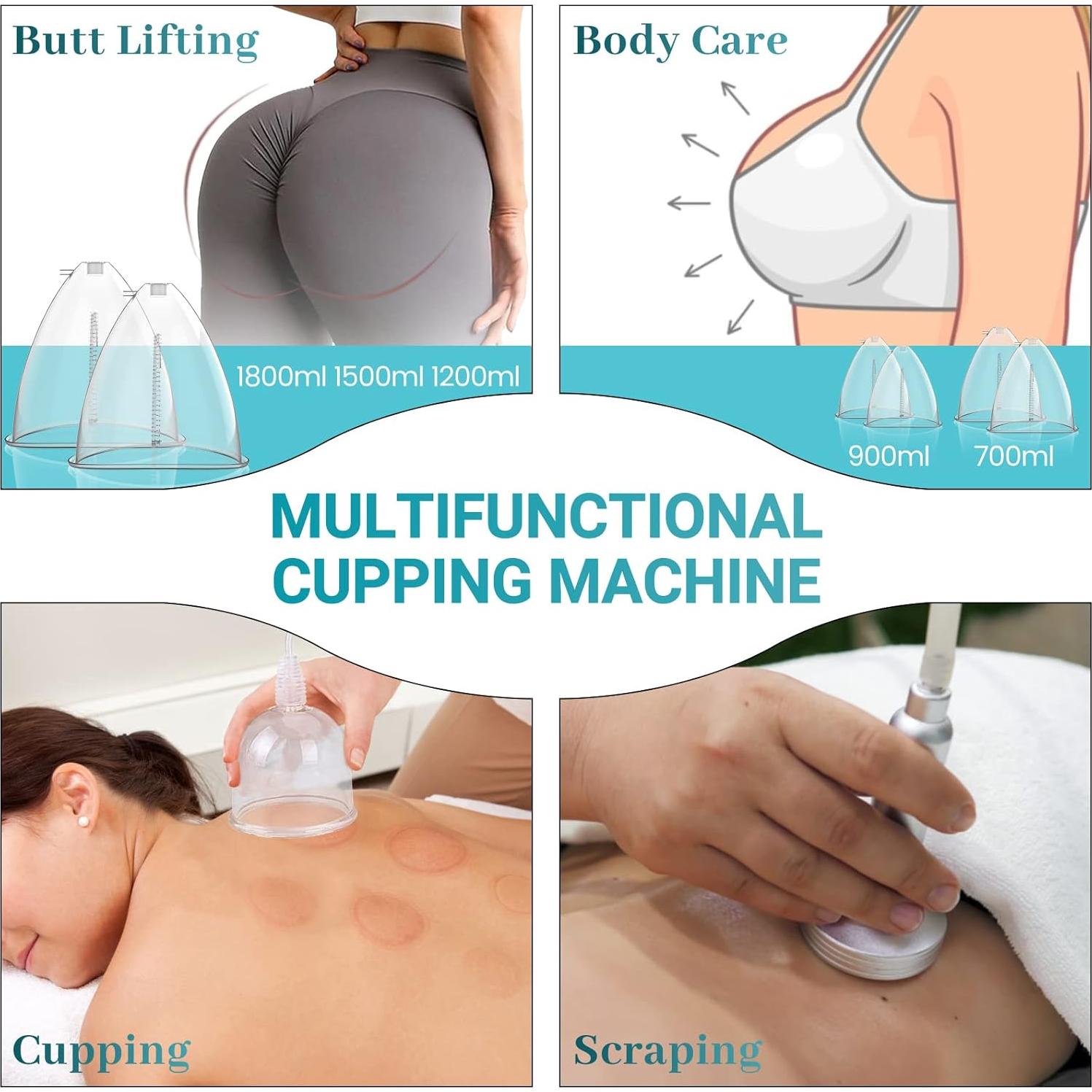 Beauty Star 3 in 1 Vacuum Cupping Therapy Machine with 1800ml Large Cups and Gua Sha Pumps, Professional Diamond Microdermabrasion Machine with Spray Gun, Max Sunction 80cmHg