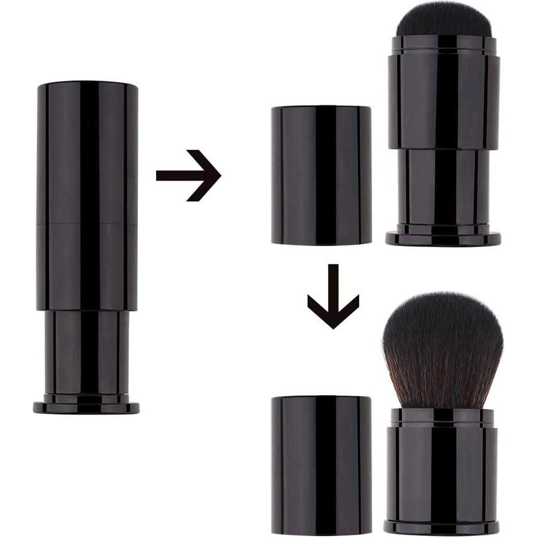 Retractable Powder Brushes Foundation Brush Blush Brush Bronzer Brush Face Blender Brush Professional Mineral Blending Buffing Kabuki Makeup Application Portable With Cover - Black
