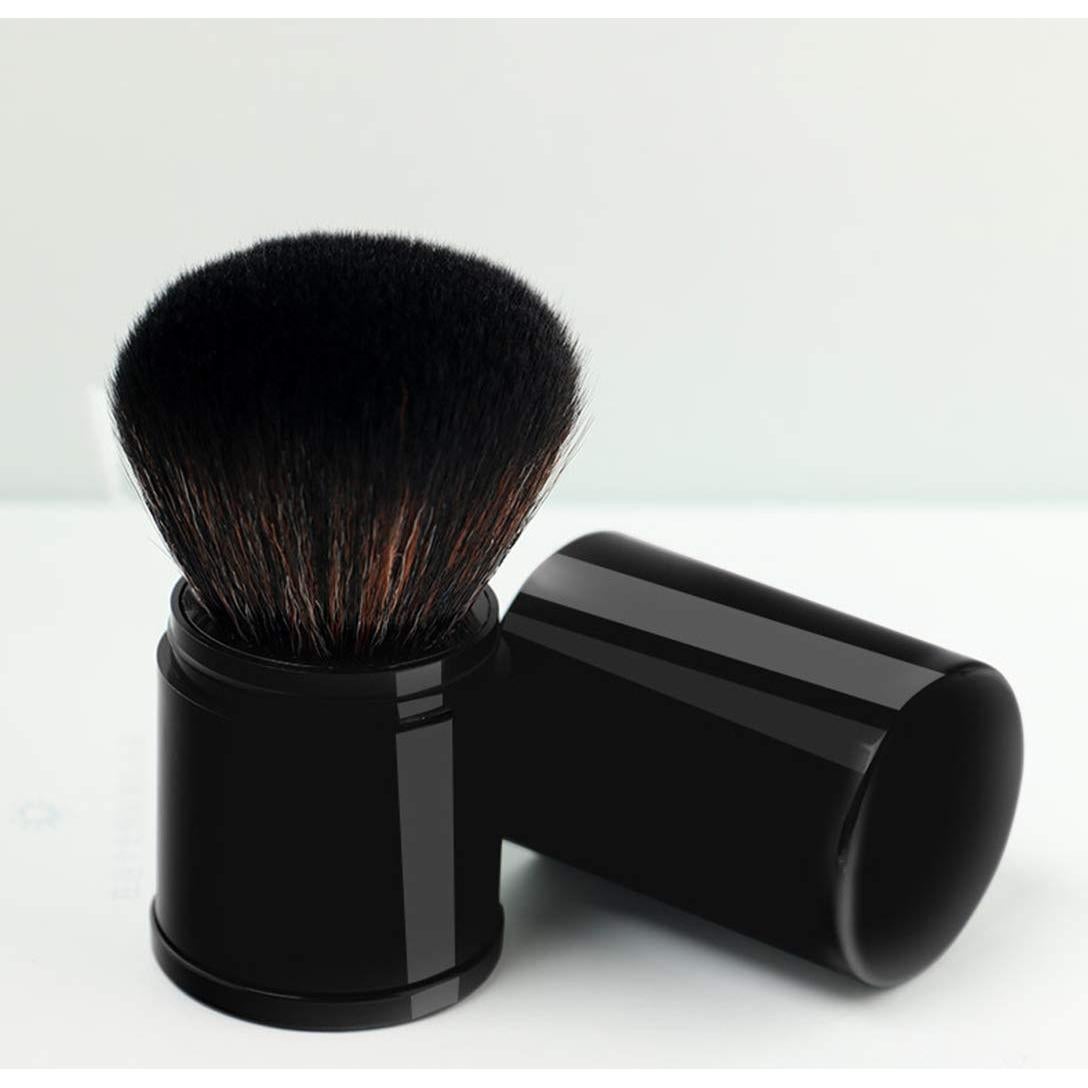 Retractable Powder Brushes Foundation Brush Blush Brush Bronzer Brush Face Blender Brush Professional Mineral Blending Buffing Kabuki Makeup Application Portable With Cover - Black