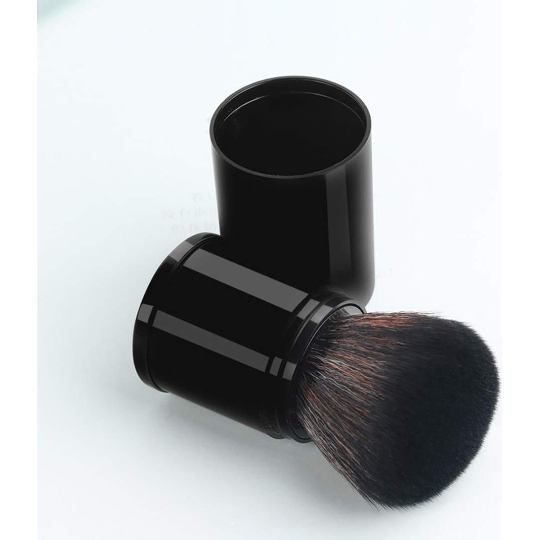 Retractable Powder Brushes Foundation Brush Blush Brush Bronzer Brush Face Blender Brush Professional Mineral Blending Buffing Kabuki Makeup Application Portable With Cover - Black