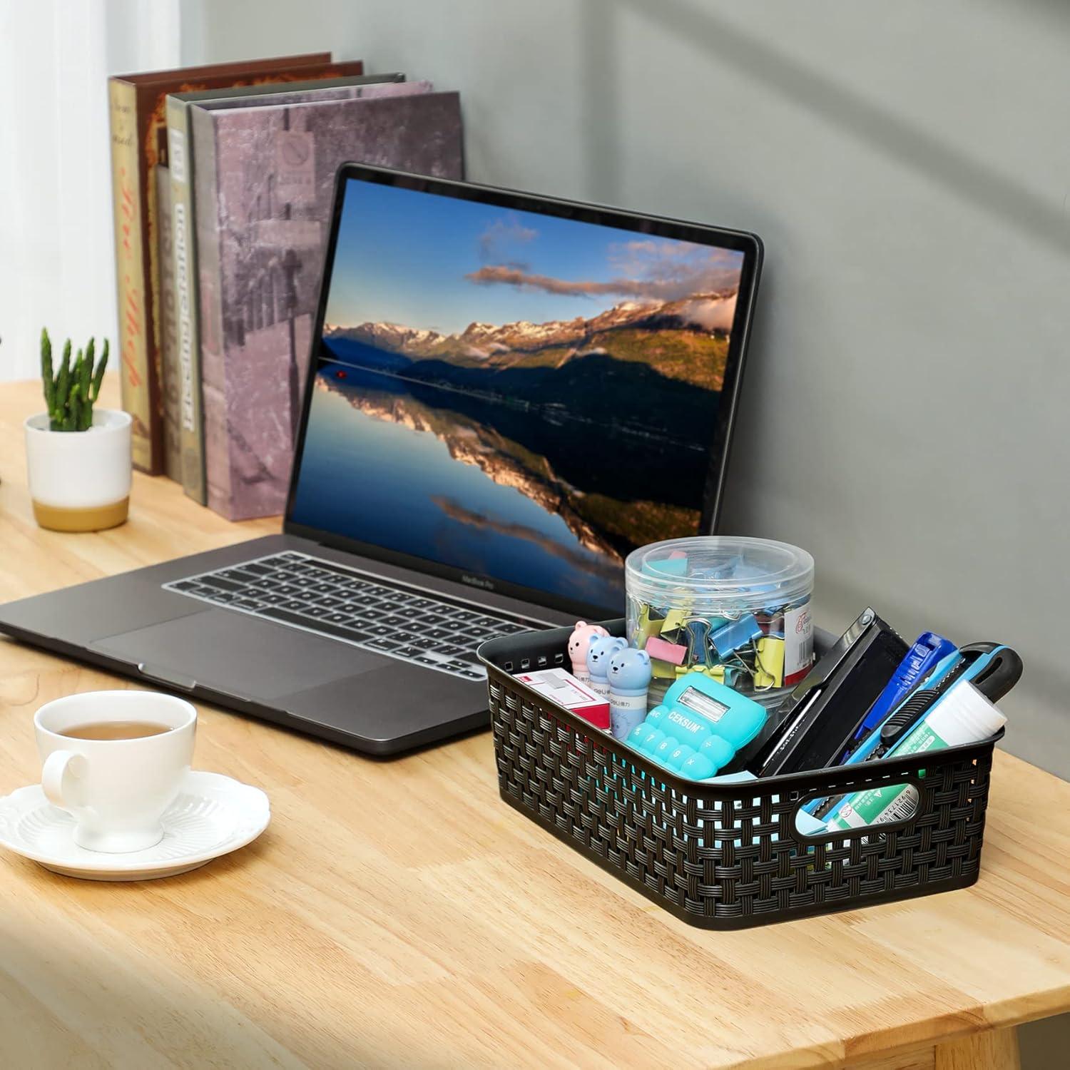 Cestas de Almacenamiento Plástico NETANY 8 Piezas Negro 26.9x18.3cm