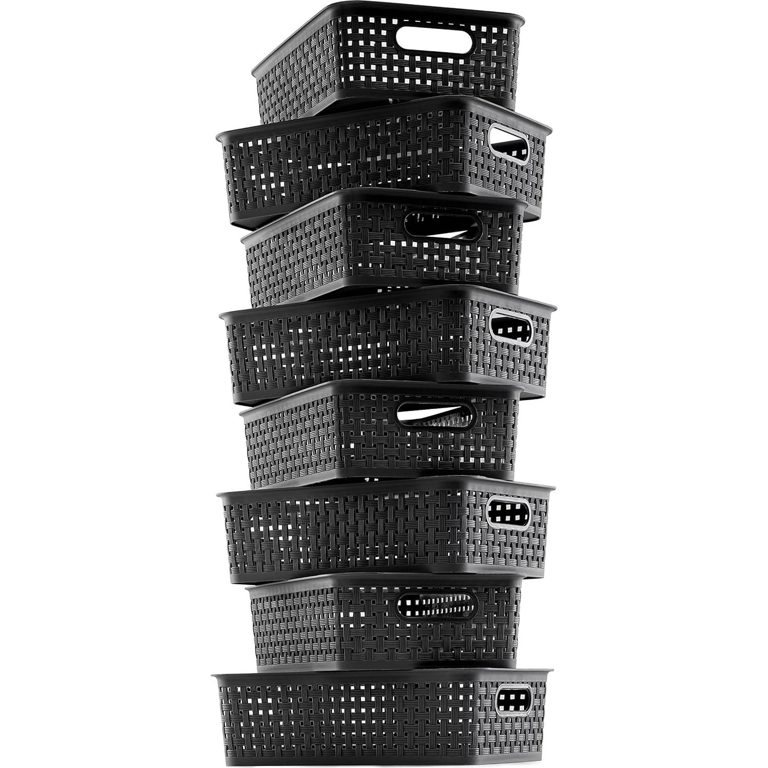 Cestas de Almacenamiento Plástico NETANY 8 Piezas Negro 26.9x18.3cm