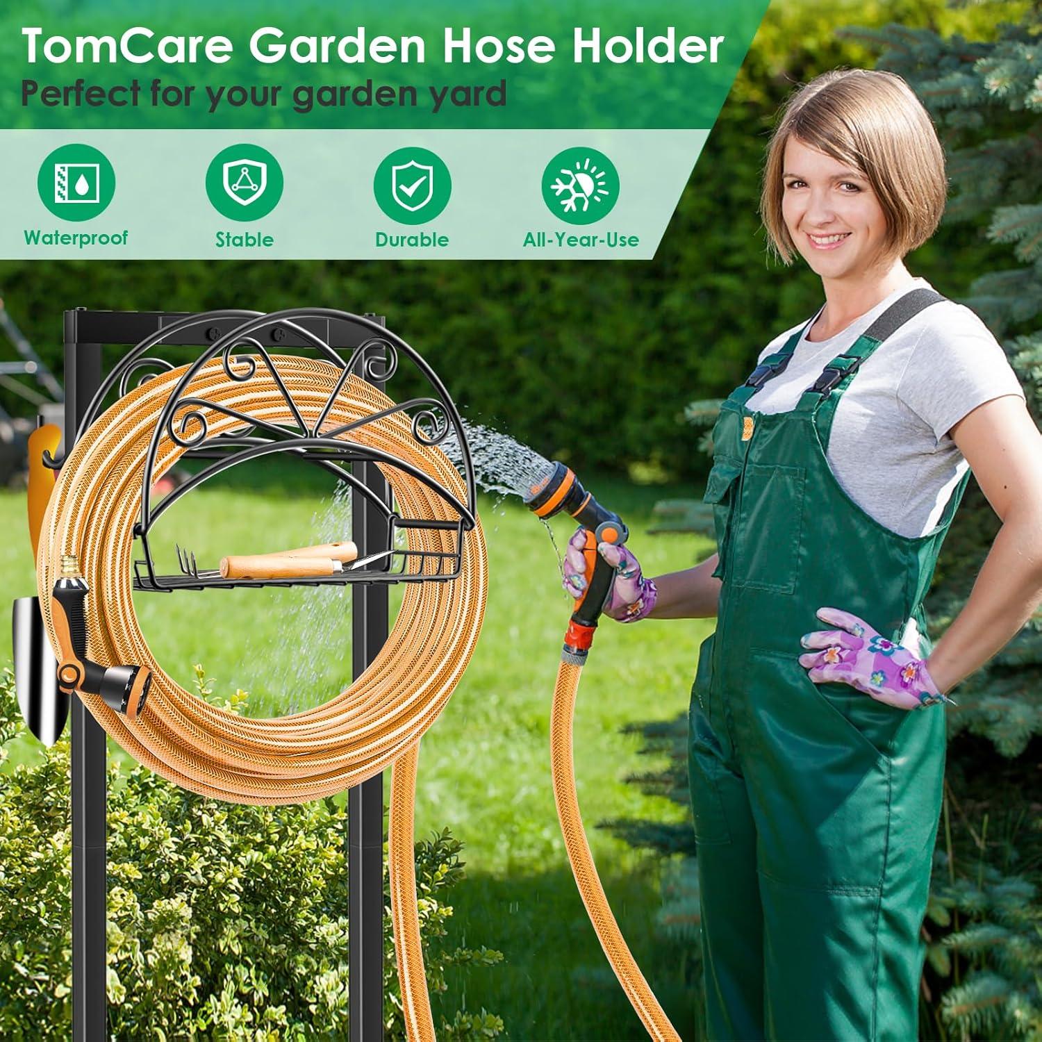 Soporte para Manguera de Jardín TomCare con Canasta 4 Picos