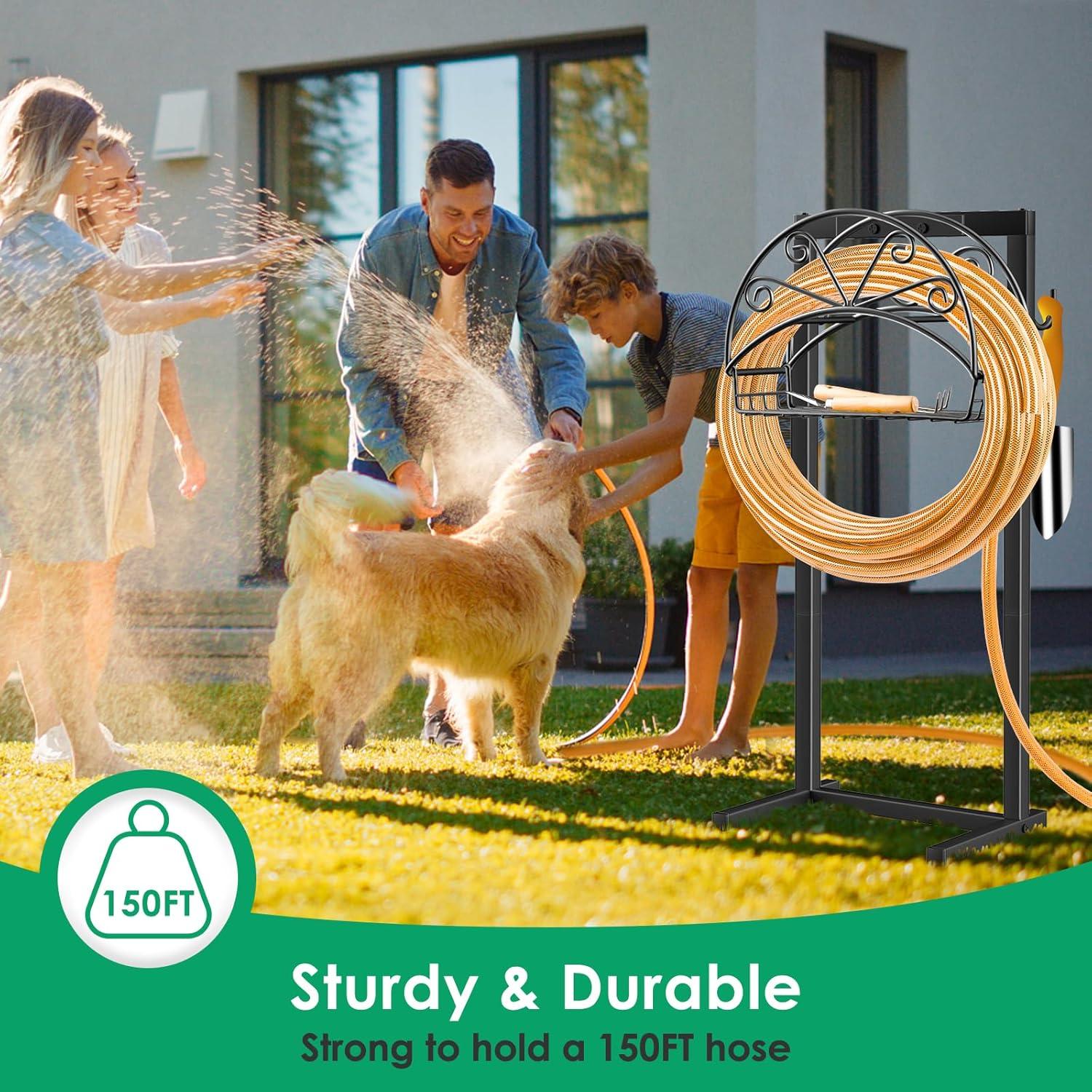 Soporte para Manguera de Jardín TomCare con Canasta 4 Picos