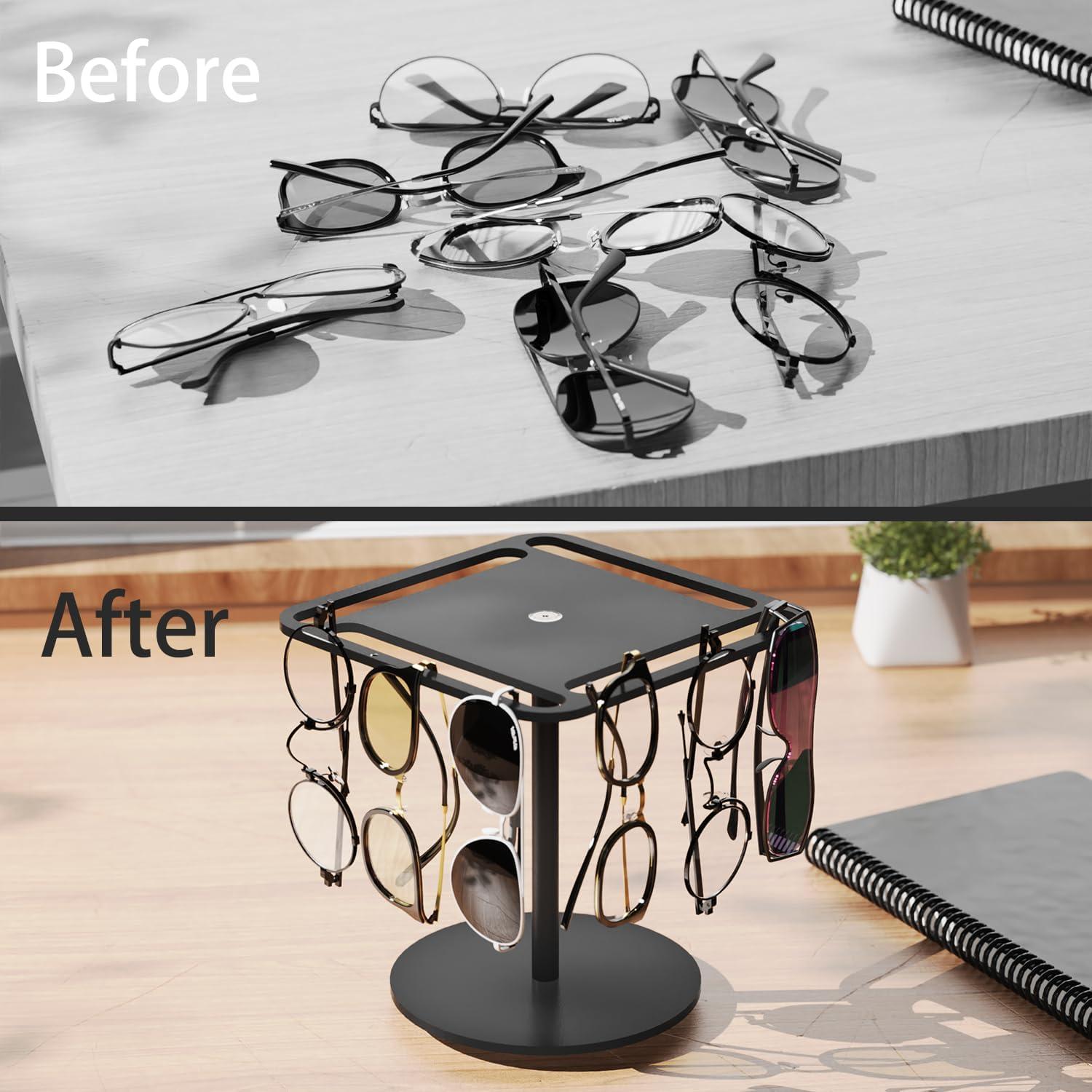 Soporte Giratorio de Acrílico LoengMax para Gafas - Negro