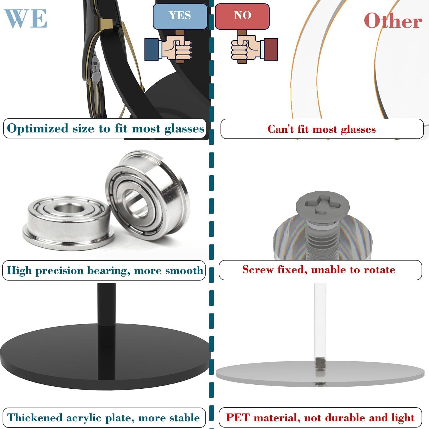 Soporte Giratorio de Acrílico LoengMax para Gafas - Negro