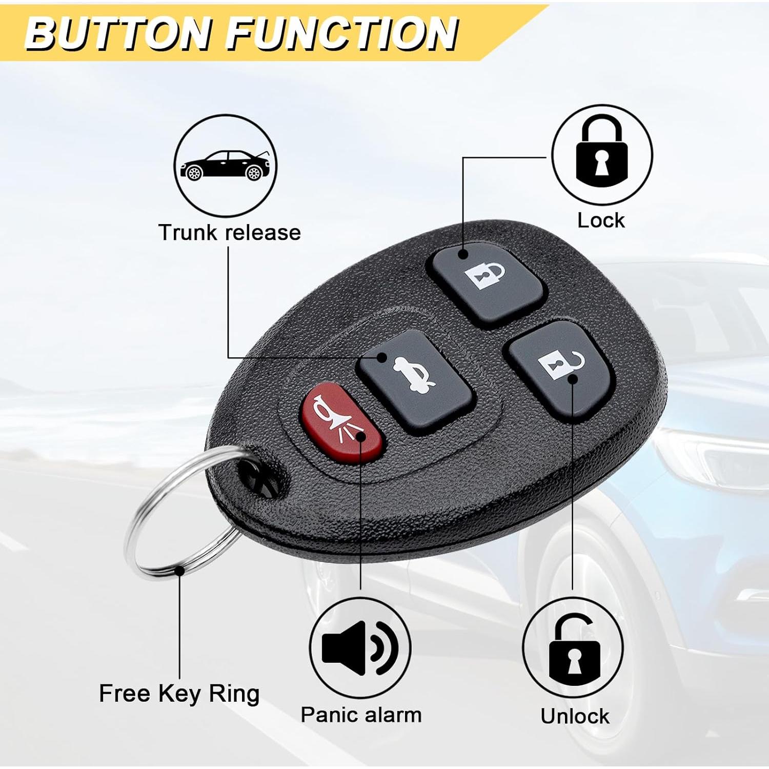 Control Remoto Llave Vurkcy para Chevy y Pontiac 4 Botones