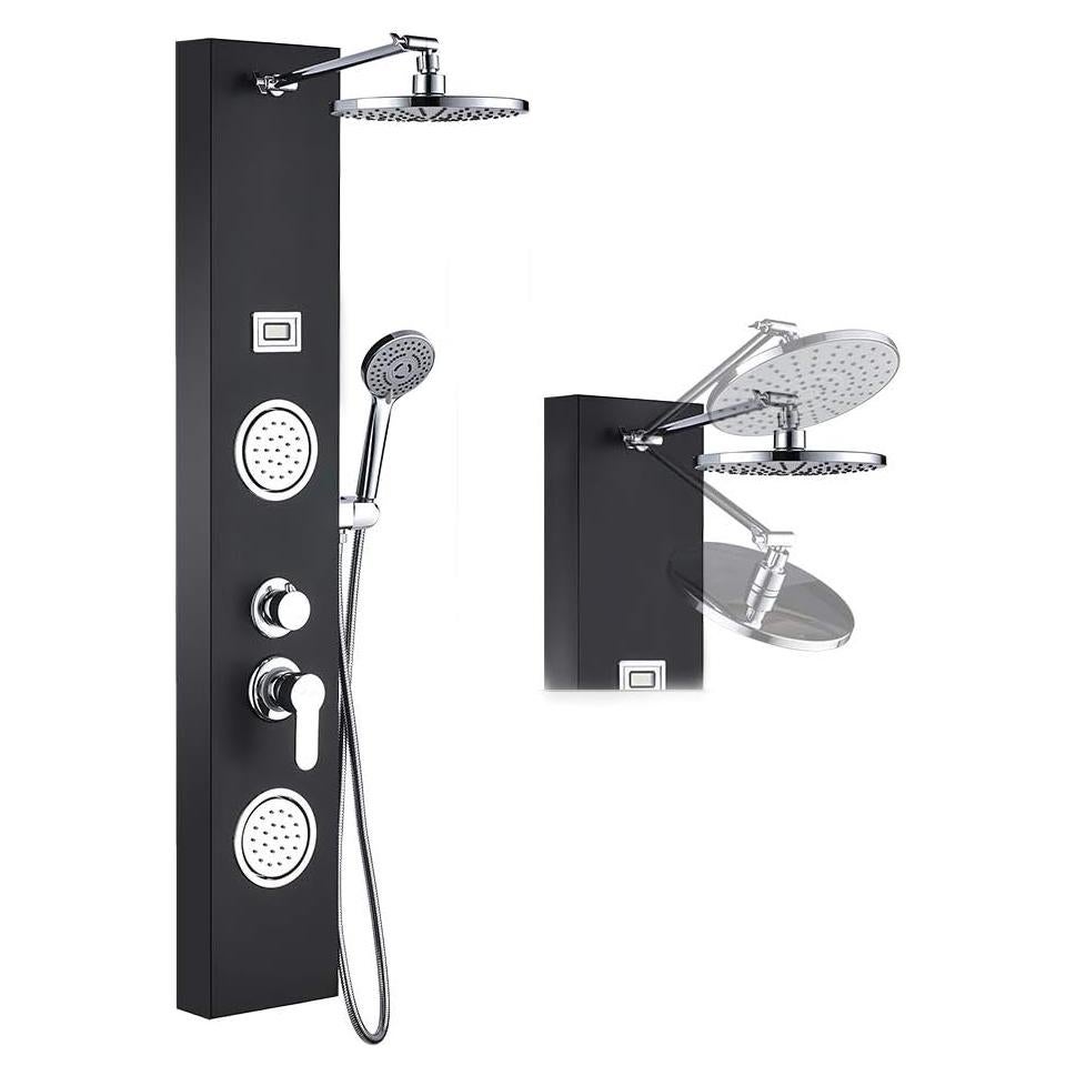 Panel de Ducha ROVOGO Acero Inoxidable Negro con Pantalla