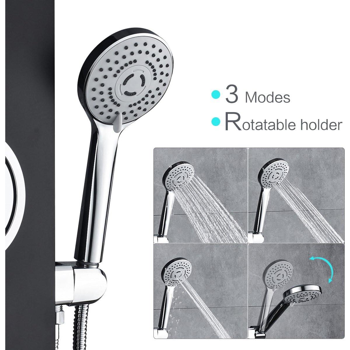 Panel de Ducha ROVOGO Acero Inoxidable Negro con Pantalla