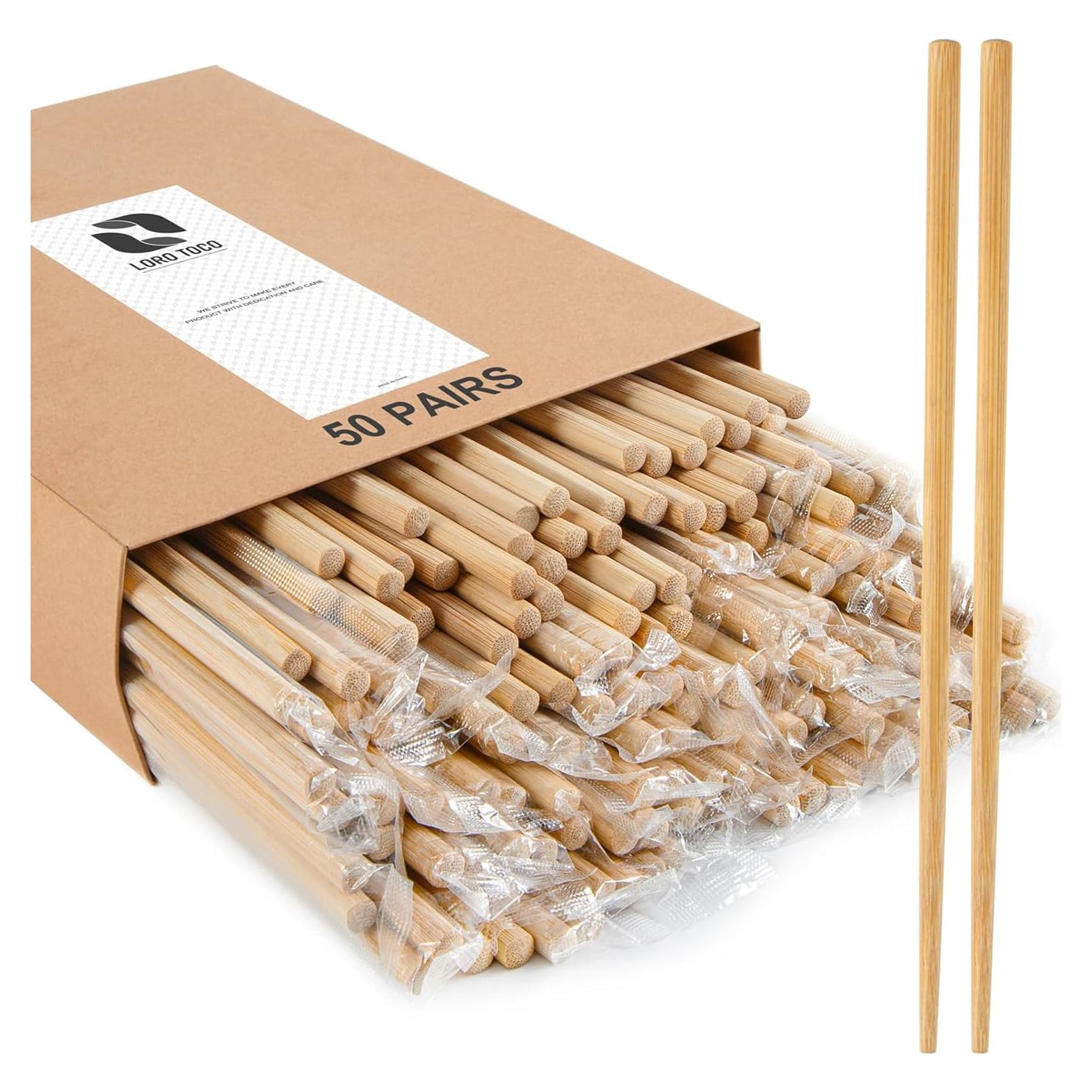 50 Pares de Palillos Desechables LOROTOCO 24.13 cm Alta Calidad