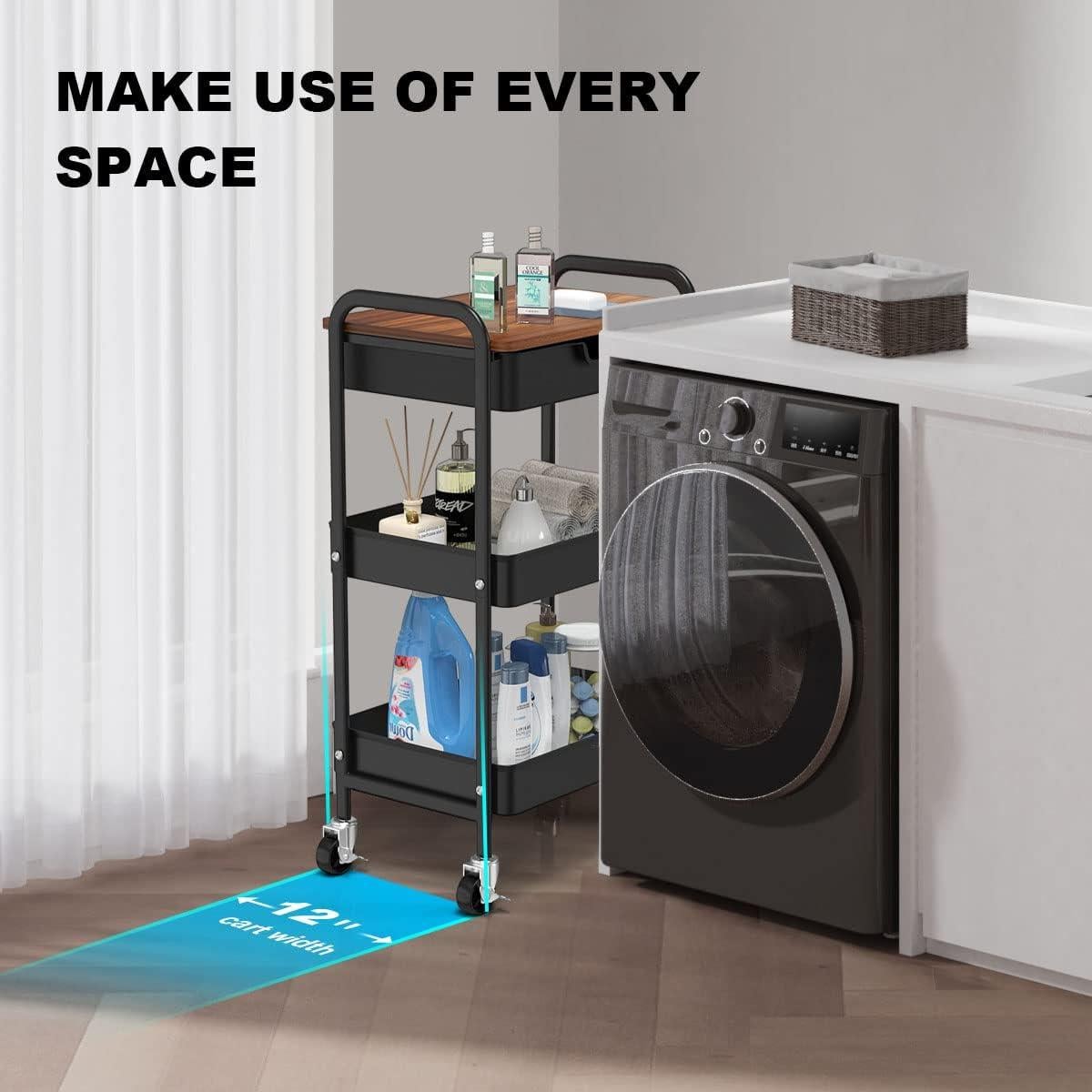 Carro Rodante de 3 Niveles Aratan con Cajón y Ruedas