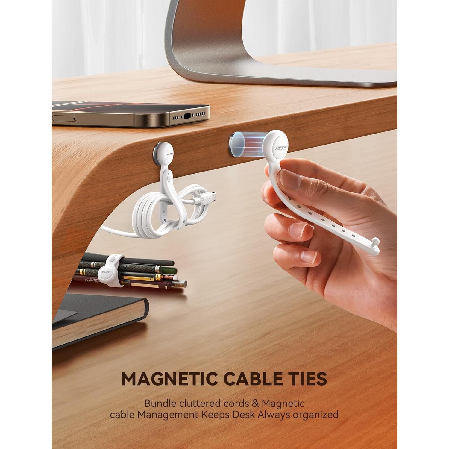 Organizador de Cables Magnético JOYROOM 12 Piezas Silicona Blanca