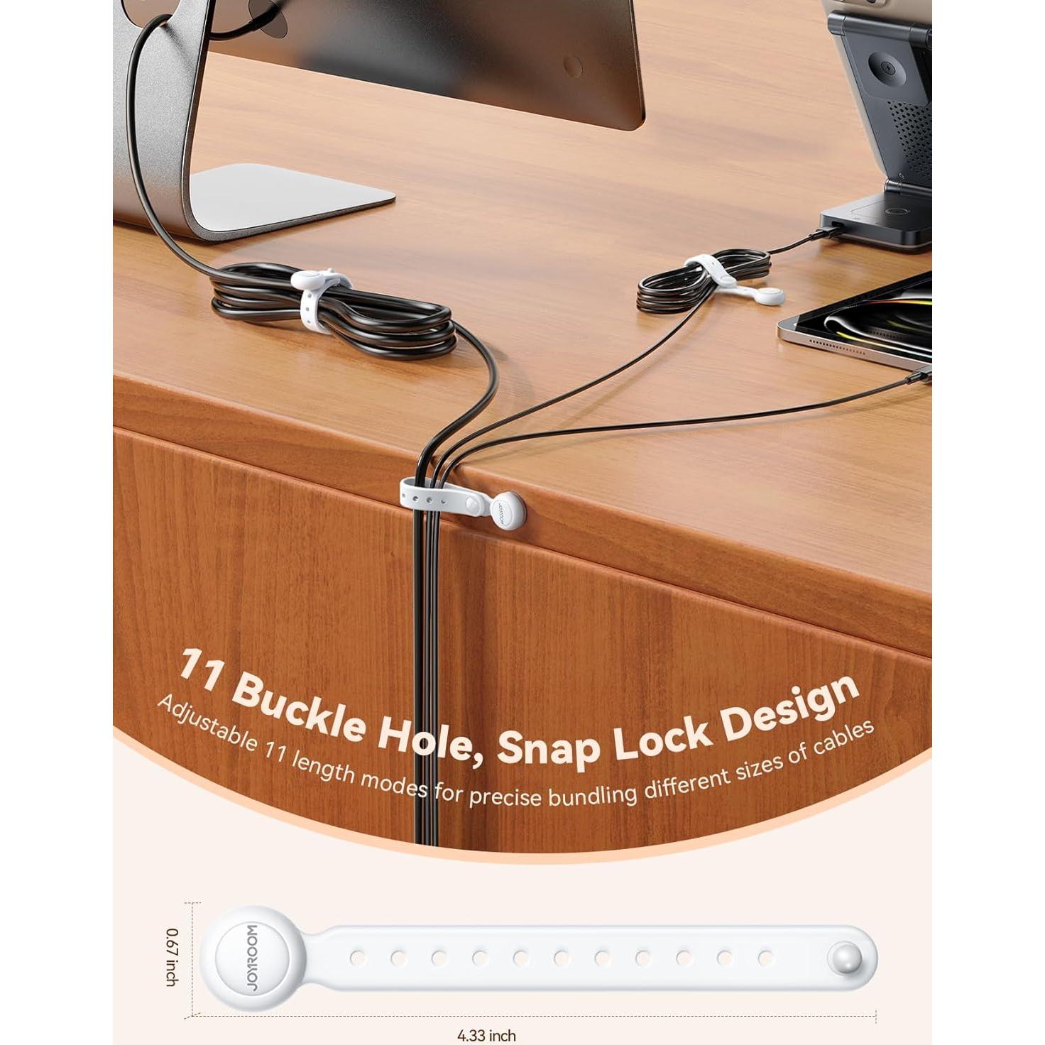 Organizador de Cables Magnético JOYROOM 12 Piezas Silicona Blanca