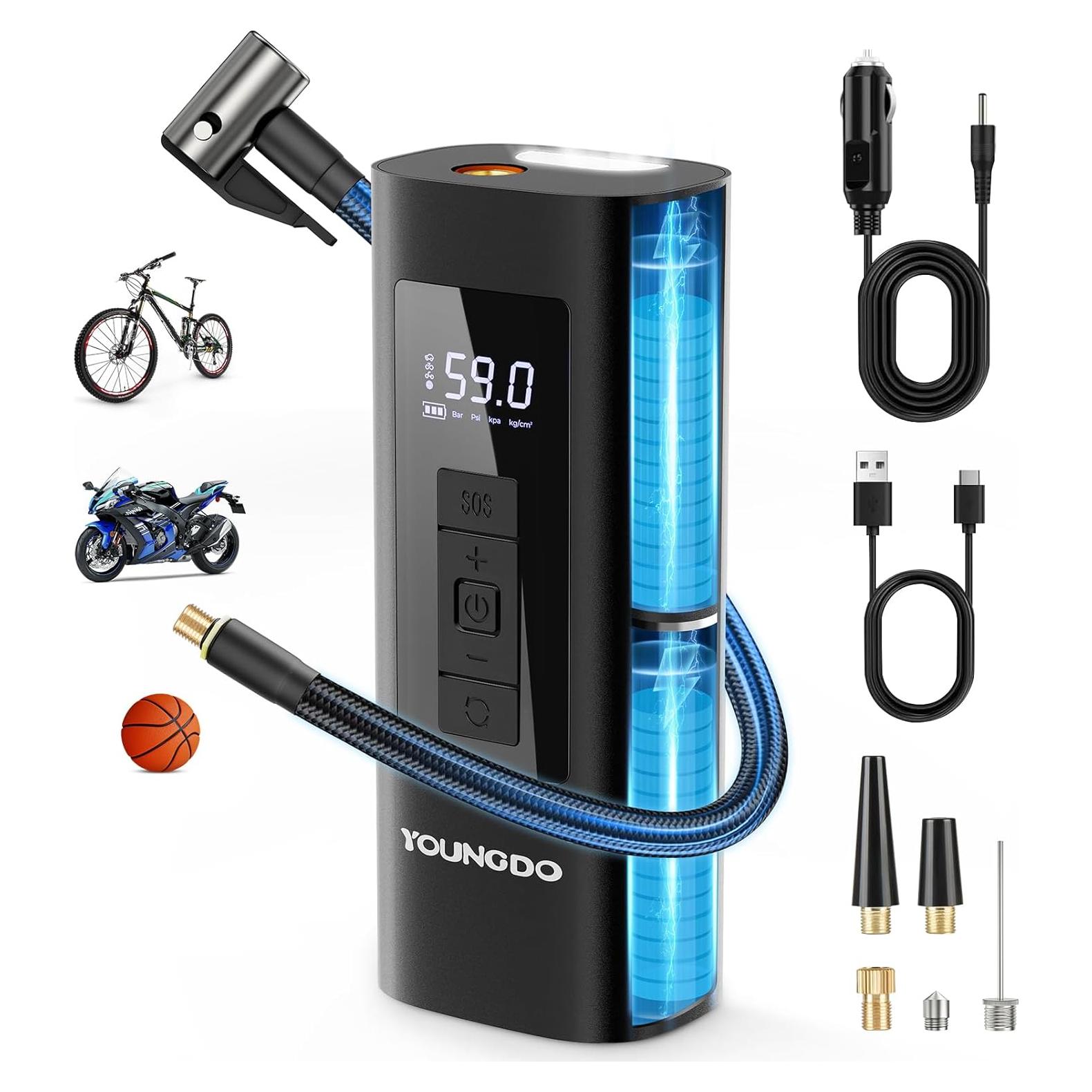 Compresor de Aire Portátil YOUNGDO 150 PSI 6000mAh Negro
