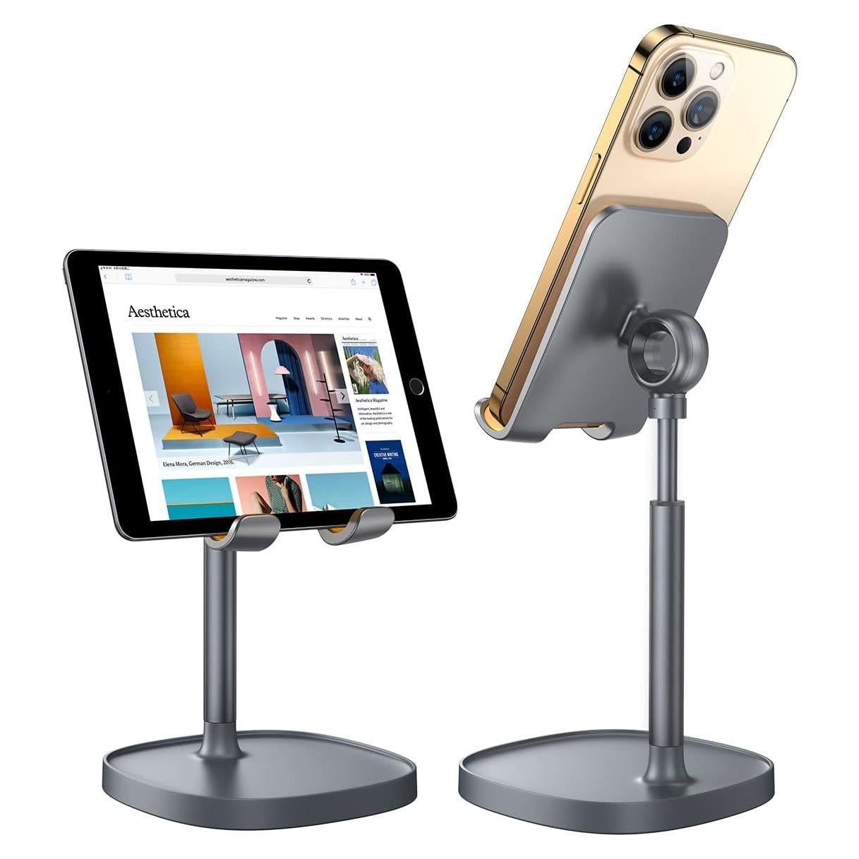 Soporte para Teléfono Móvil LISEN Ajustable de Aluminio Gris