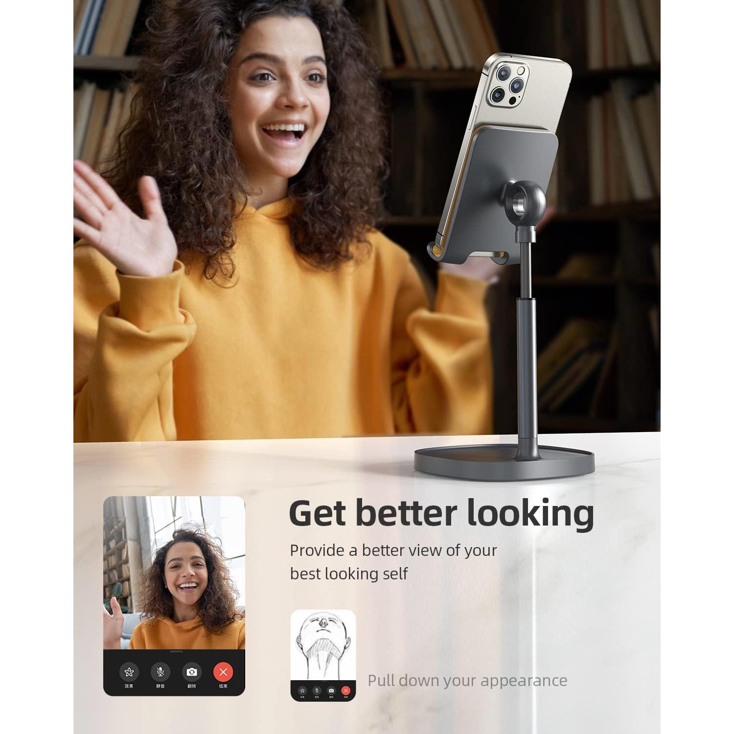 Soporte para Teléfono Móvil LISEN Ajustable de Aluminio Gris