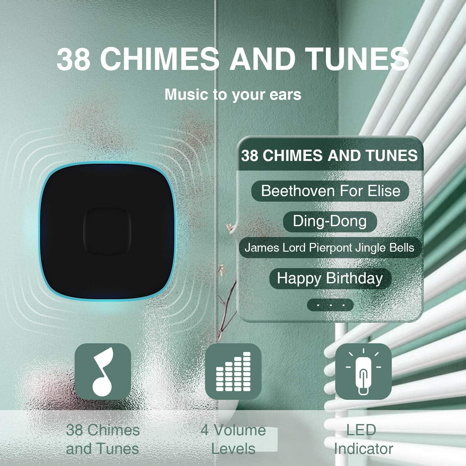 Timbre Inalámbrico BO YING Negro, Rango 304.8m, 38 Tonos