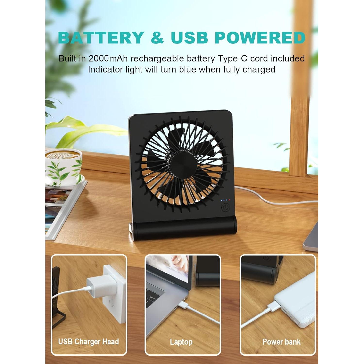 Ventilador de Escritorio Tevelecin F5 USB Recargable 2000mAh