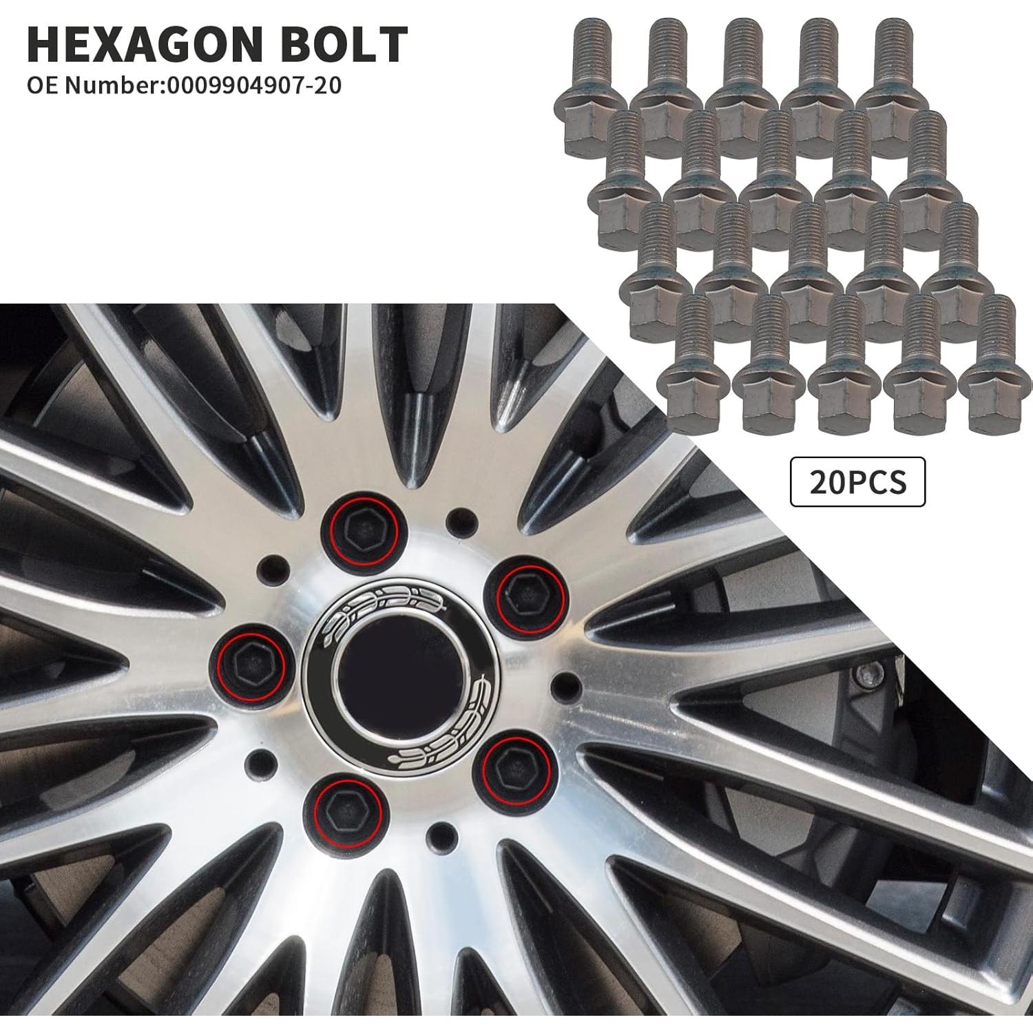 20PCS Tuercas y Pernos Rueda Bomunik M14x1.5mm para Mercedes