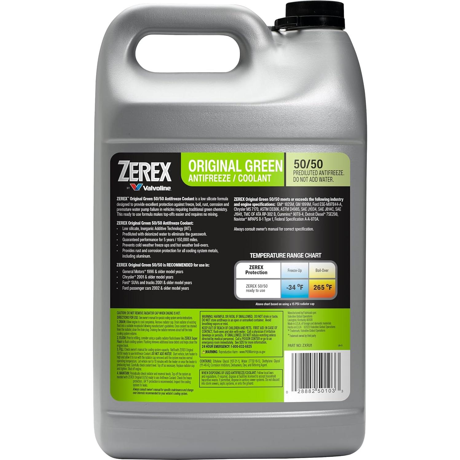 Anticongelante Zerex Original Verde 4,08 kg Listo para Usar