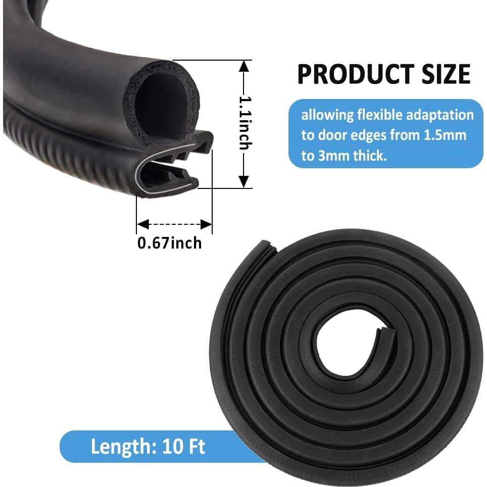 Tira de Sello de Goma Salior 3m para Puerta de Coche