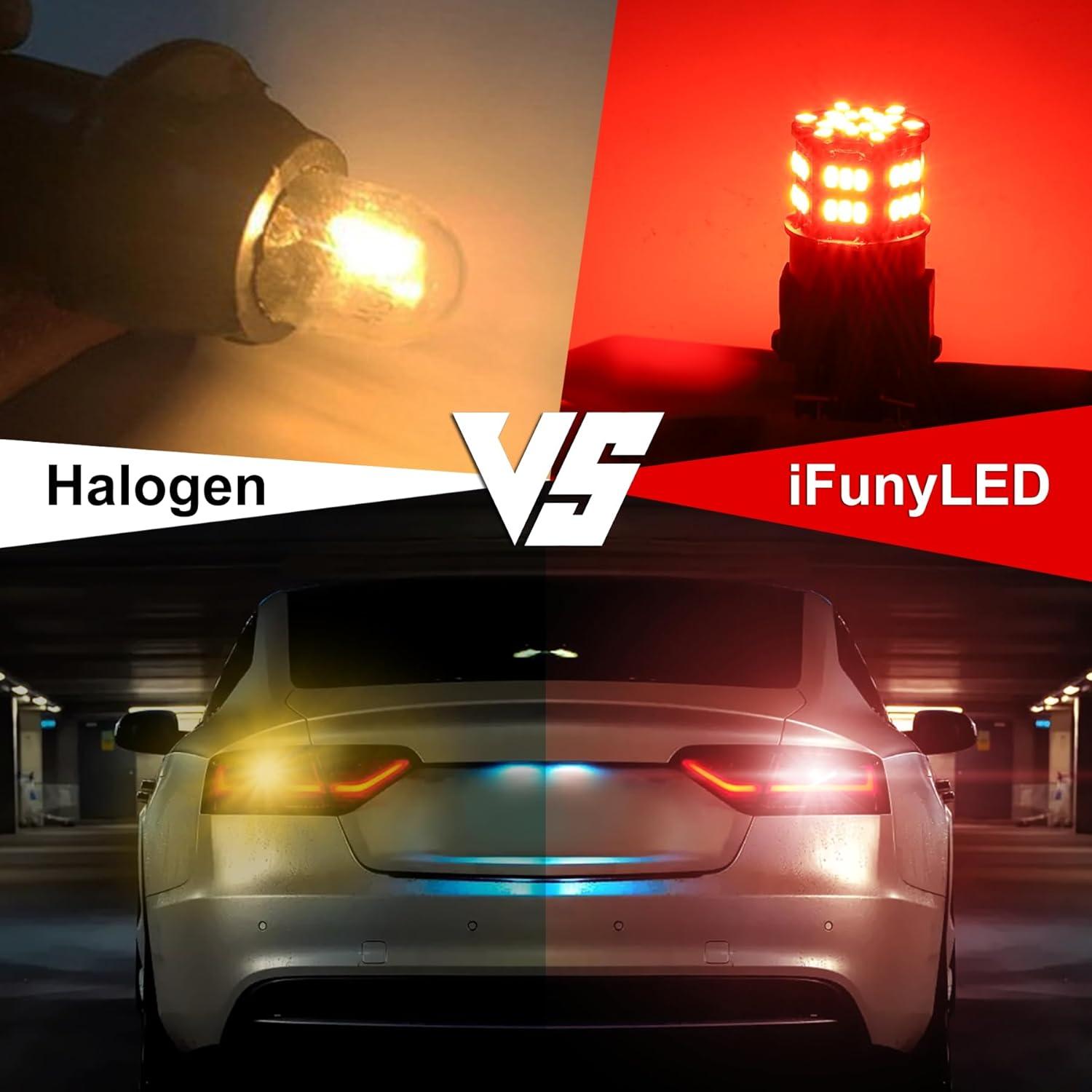 4 Bombillas LED 3157 iFunyLED Rojo Brillante 12V-24V