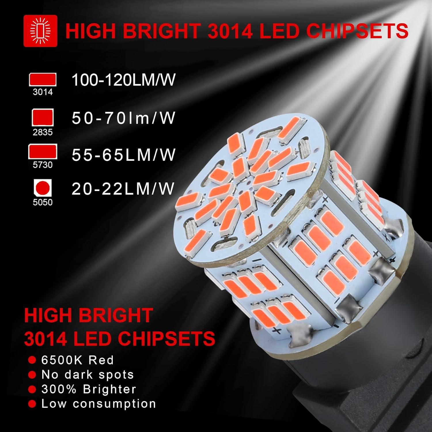 4 Bombillas LED 3157 iFunyLED Rojo Brillante 12V-24V