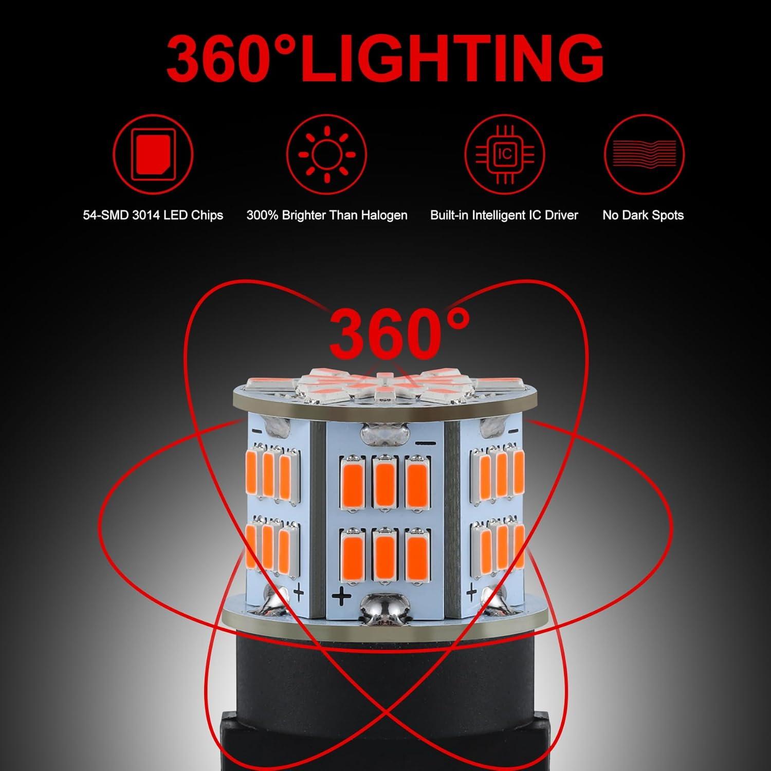 4 Bombillas LED 3157 iFunyLED Rojo Brillante 12V-24V