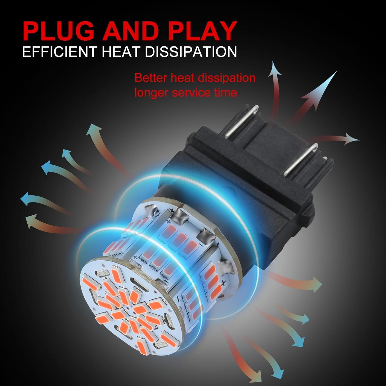 4 Bombillas LED 3157 iFunyLED Rojo Brillante 12V-24V