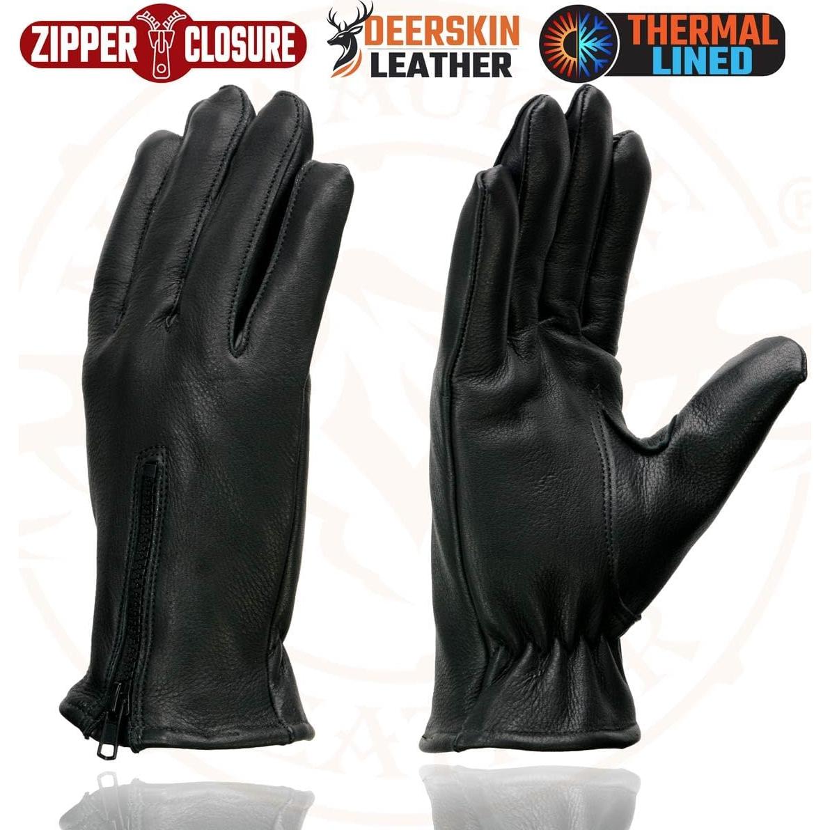 Guantes de motocicleta Milwaukee Leather SH866 de cuero negro térmicos