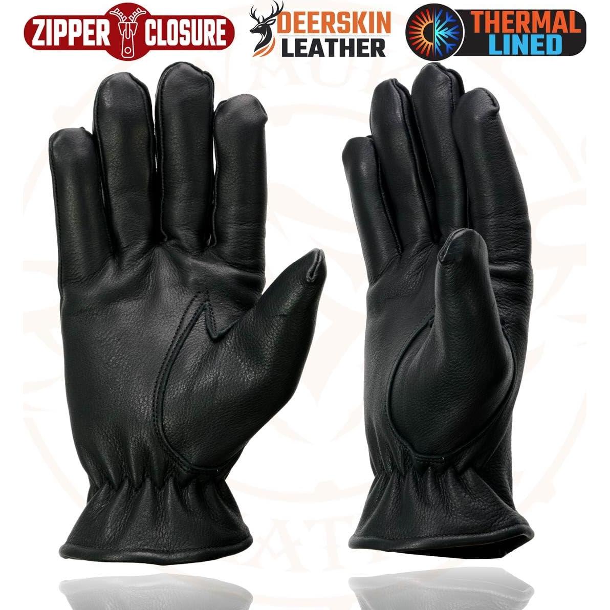 Guantes de motocicleta Milwaukee Leather SH866 de cuero negro térmicos