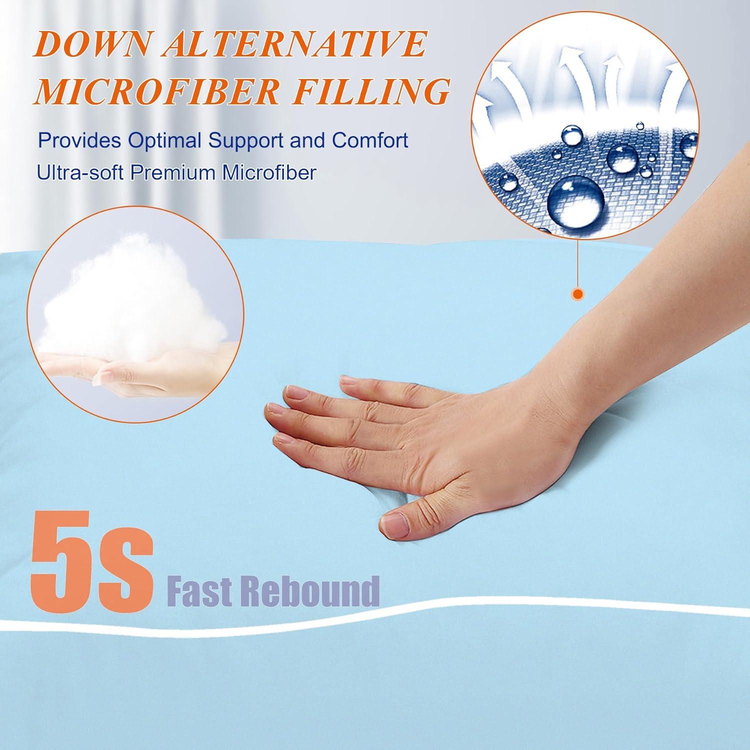 Almohadas MZOIMZO Estándar 2 Piezas Relleno Plumas Azul