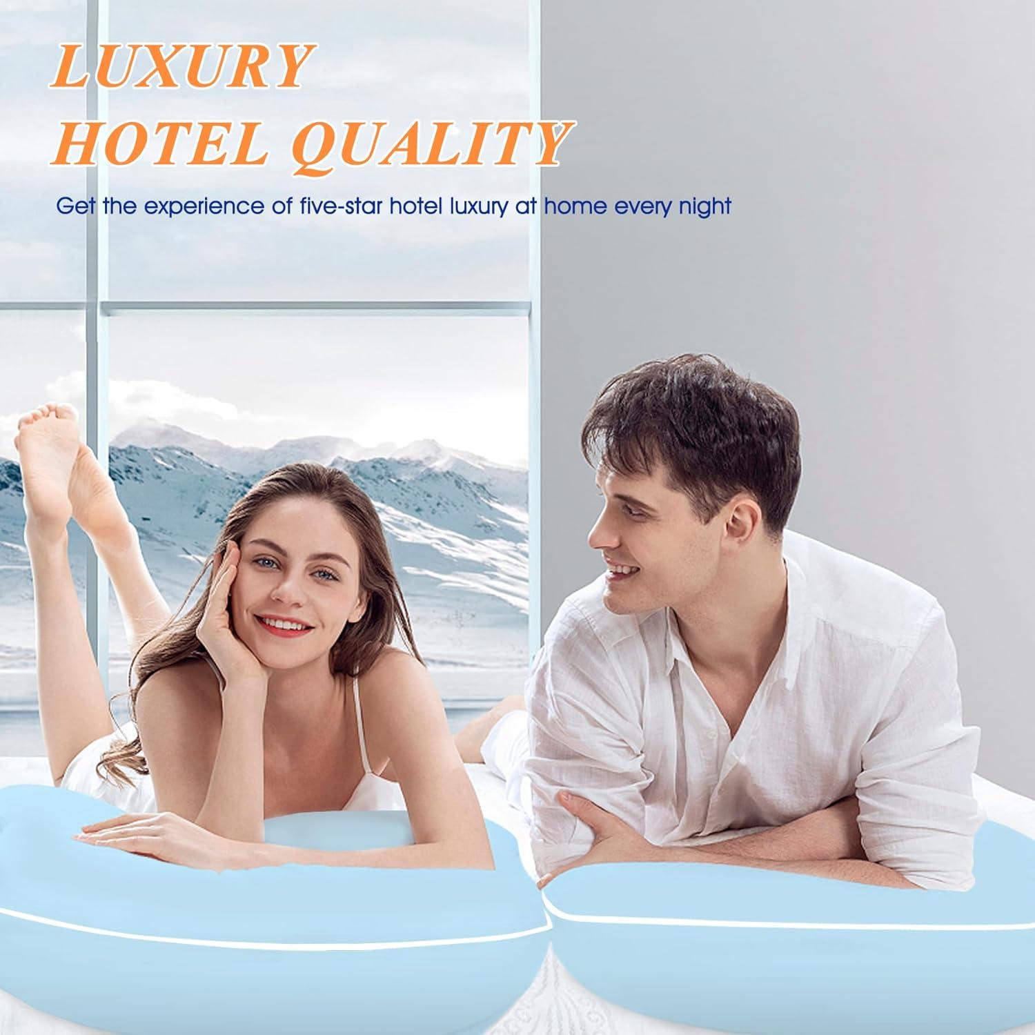 Almohadas MZOIMZO Estándar 2 Piezas Relleno Plumas Azul