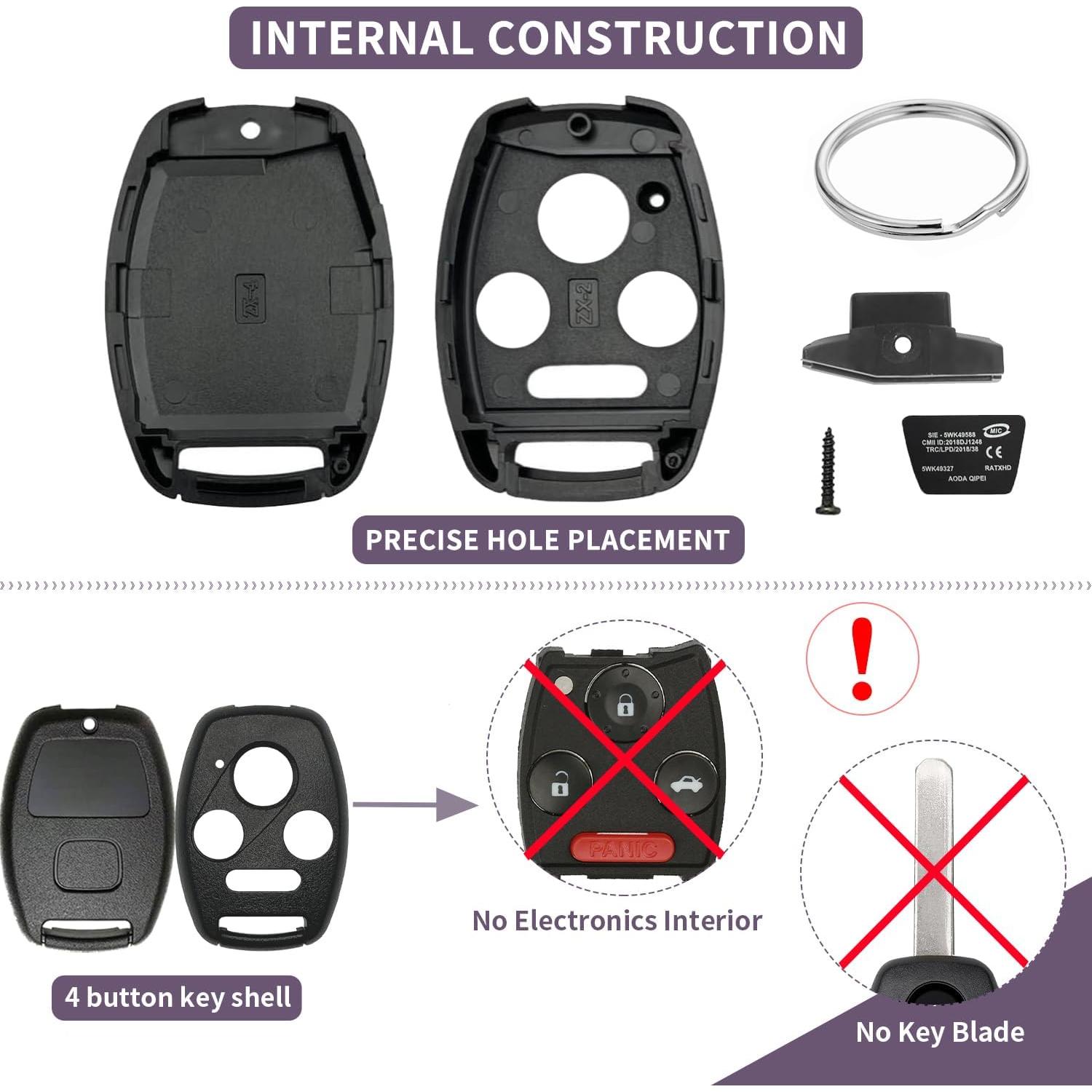 Funda de Llave Honda 4 Botones JJC87HNK02 ABS 6.4x3.5cm