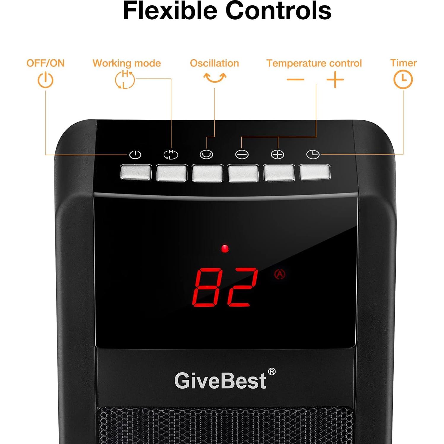 Calentador de Espacio GiveBest Torre 2.77 kg 300 m² Control Remoto