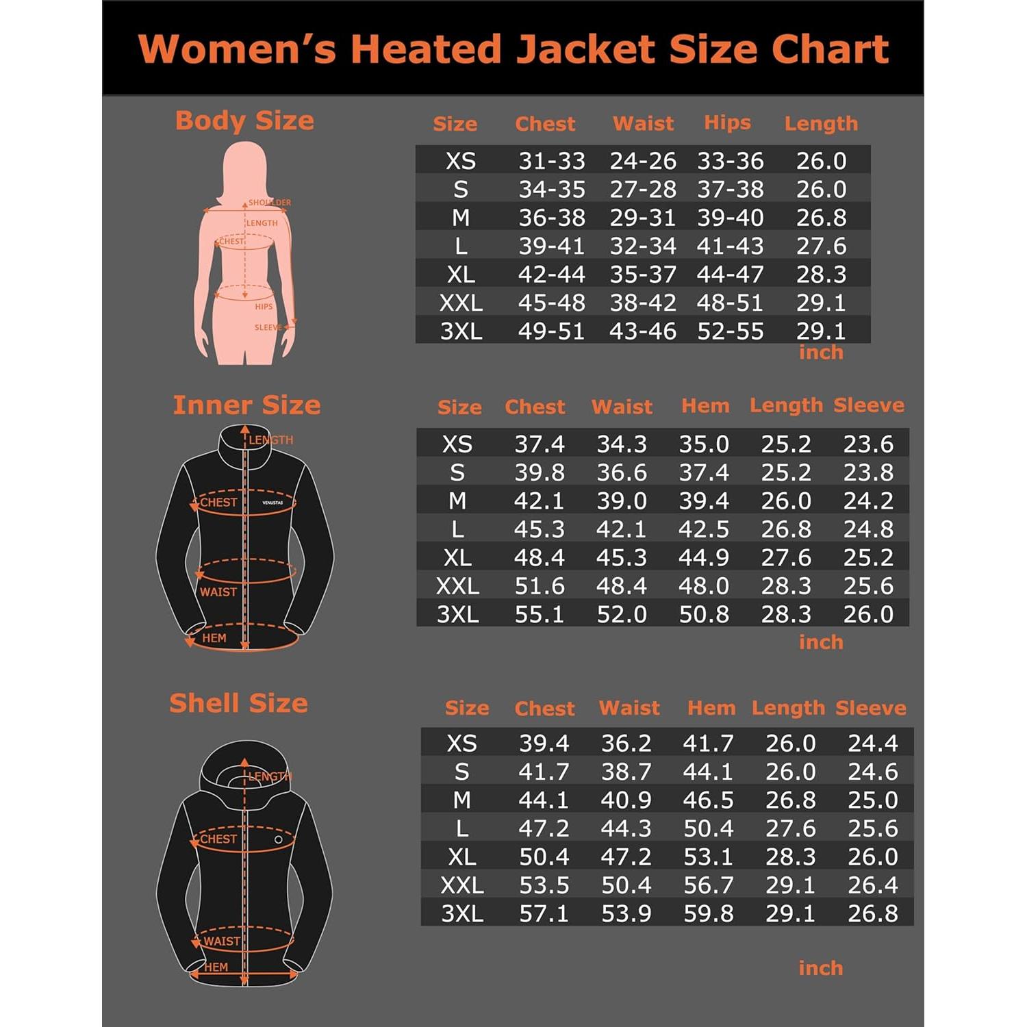 Chaqueta Calentada 3-en-1 Venustas para Mujeres Impermeable