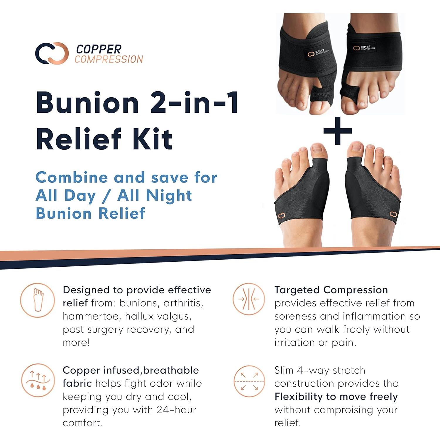 Kit de Alivio para Juanetes Compresión de Cobre - 2 Pares