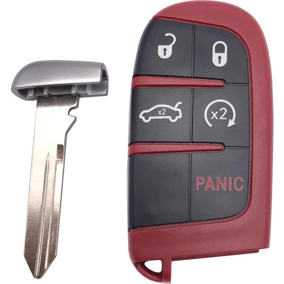 Cubierta de llave 5 botones Horande para Dodge y Jeep Roja